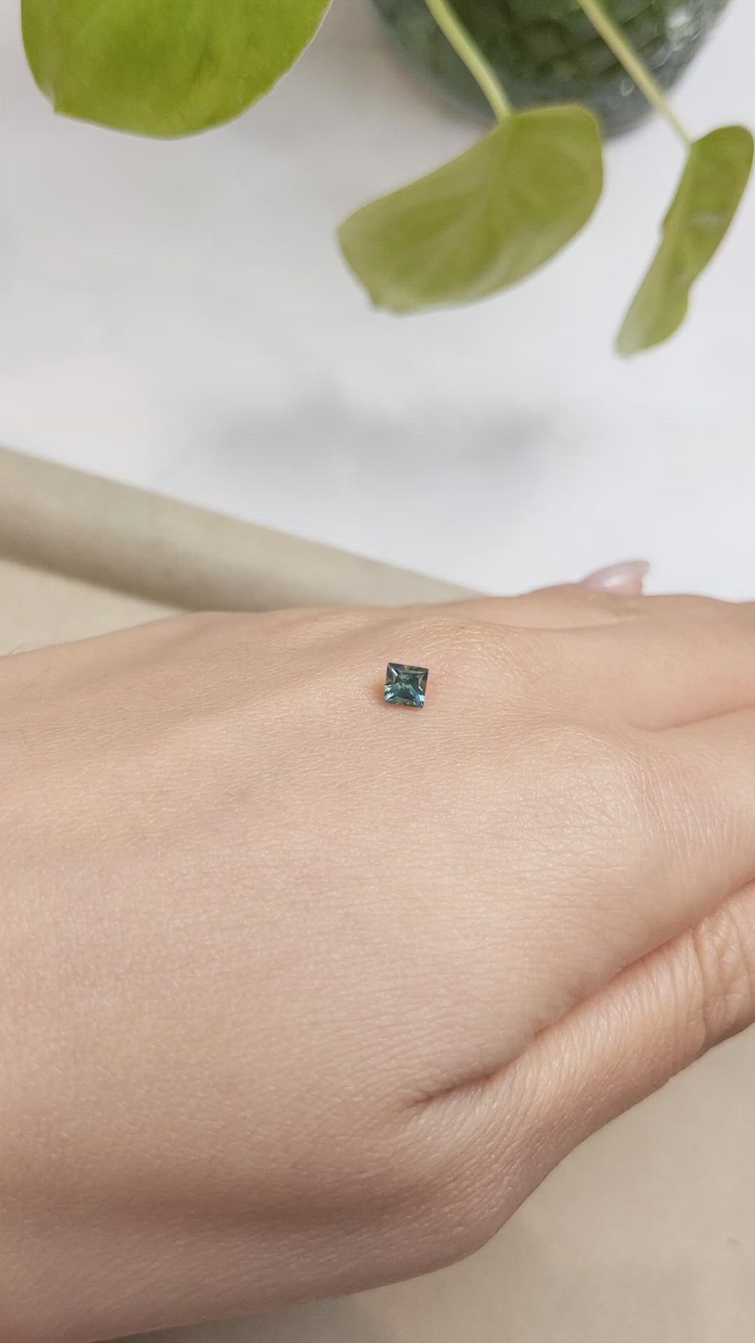 0.52 Ct. Greenish Blue Sapphire from Montana Size Video
