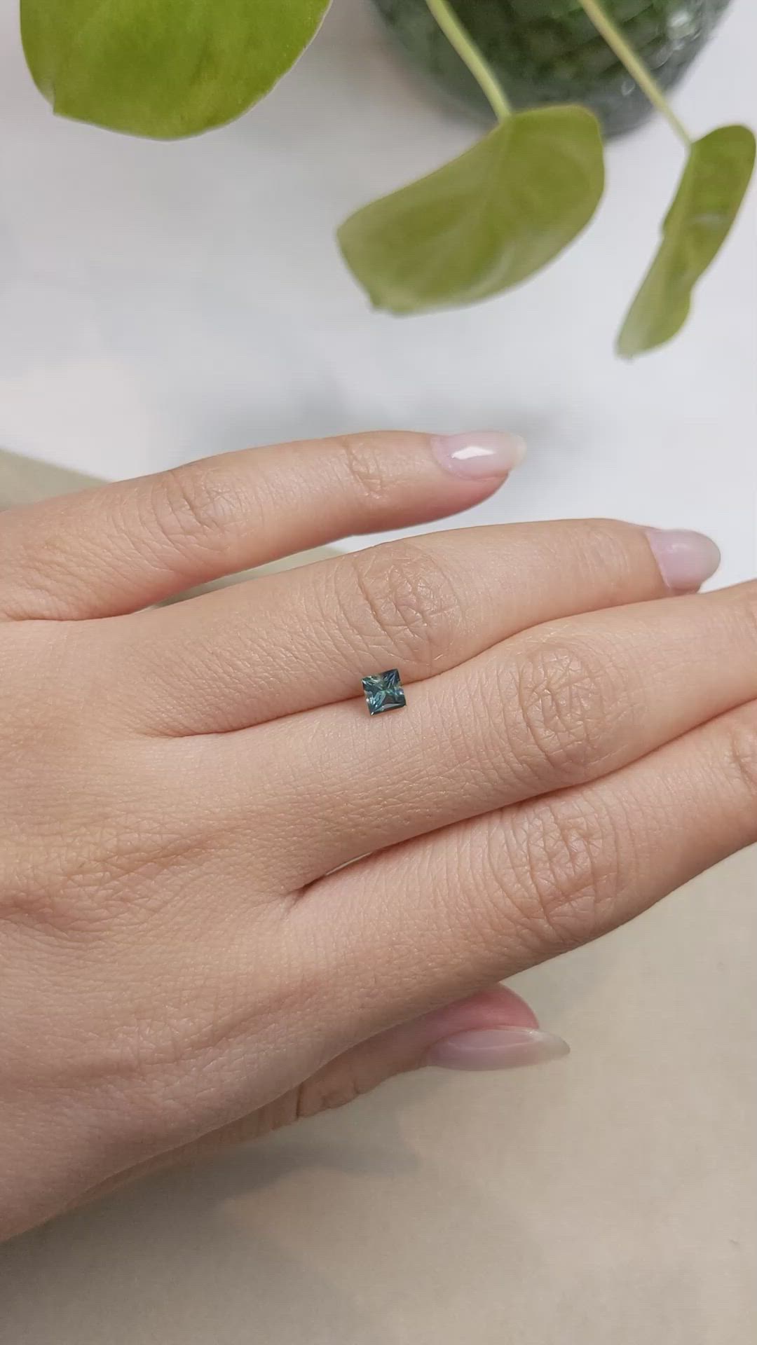 0.52 Ct. Greenish Blue Sapphire from Montana Size Video