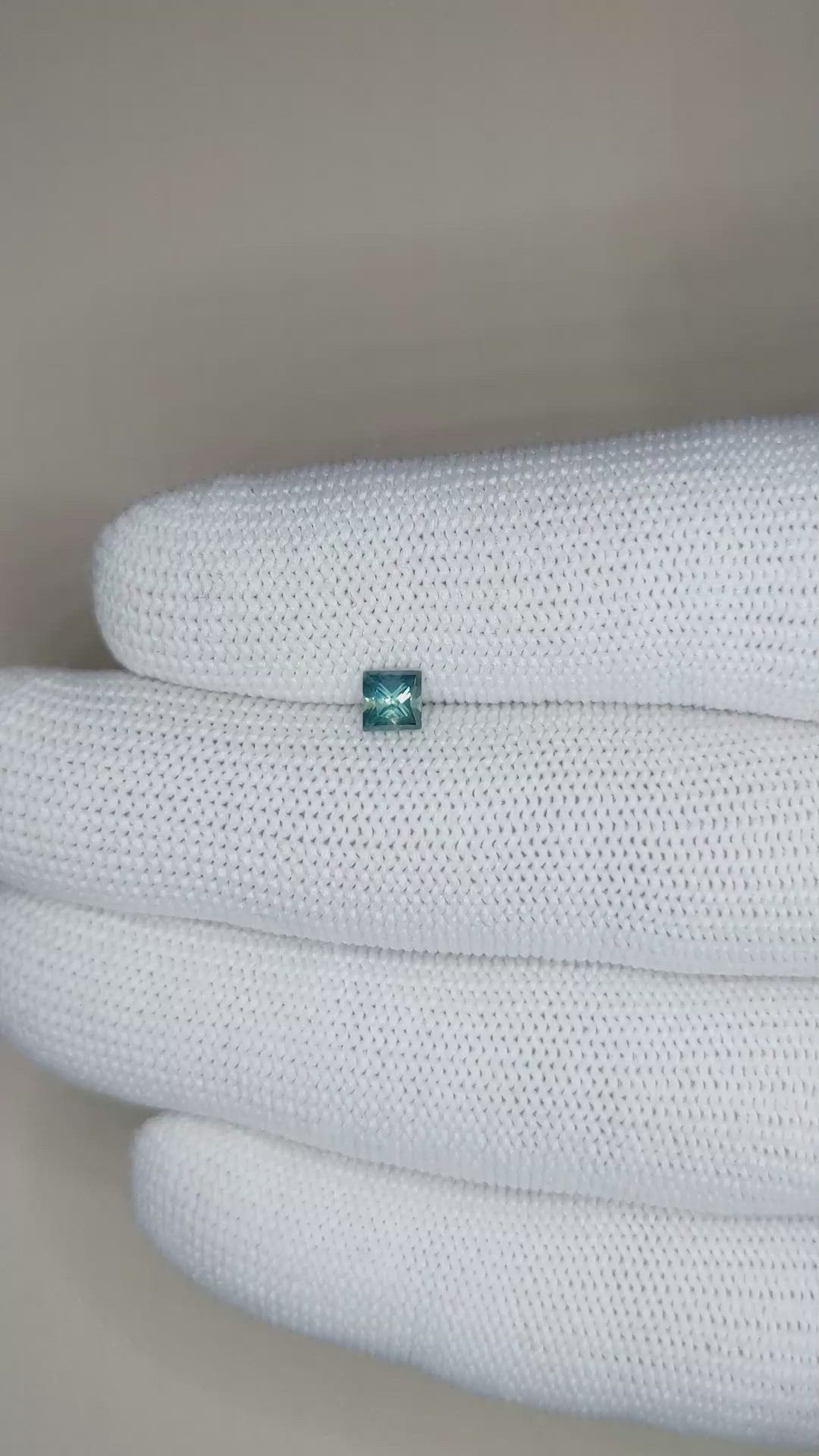 0.52 Ct. Greenish Blue Sapphire from Montana Size Video