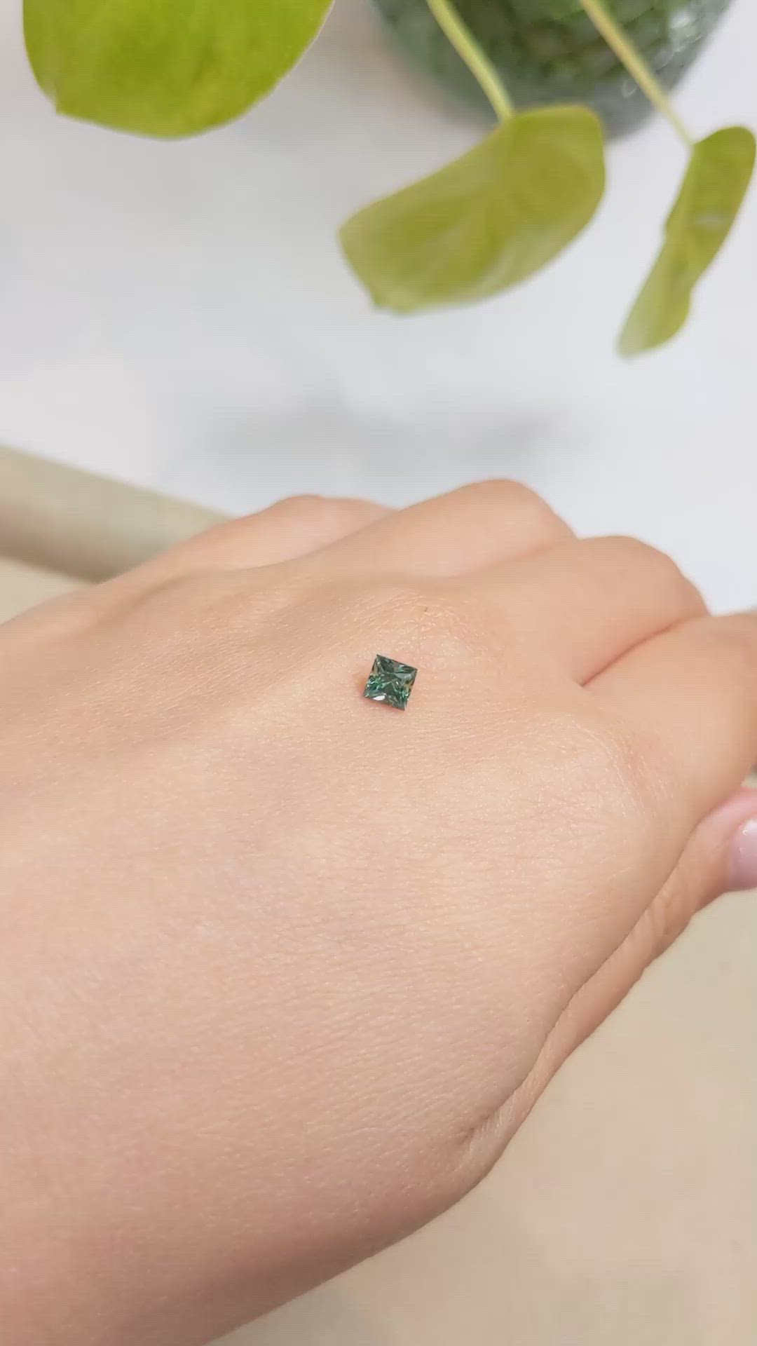 0.56 Ct. Bluish Green Sapphire from Montana Size Video