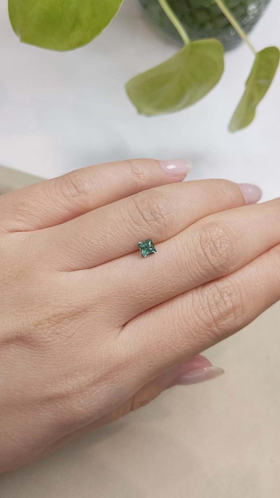 0.56 Ct. Bluish Green Sapphire from Montana Size Video