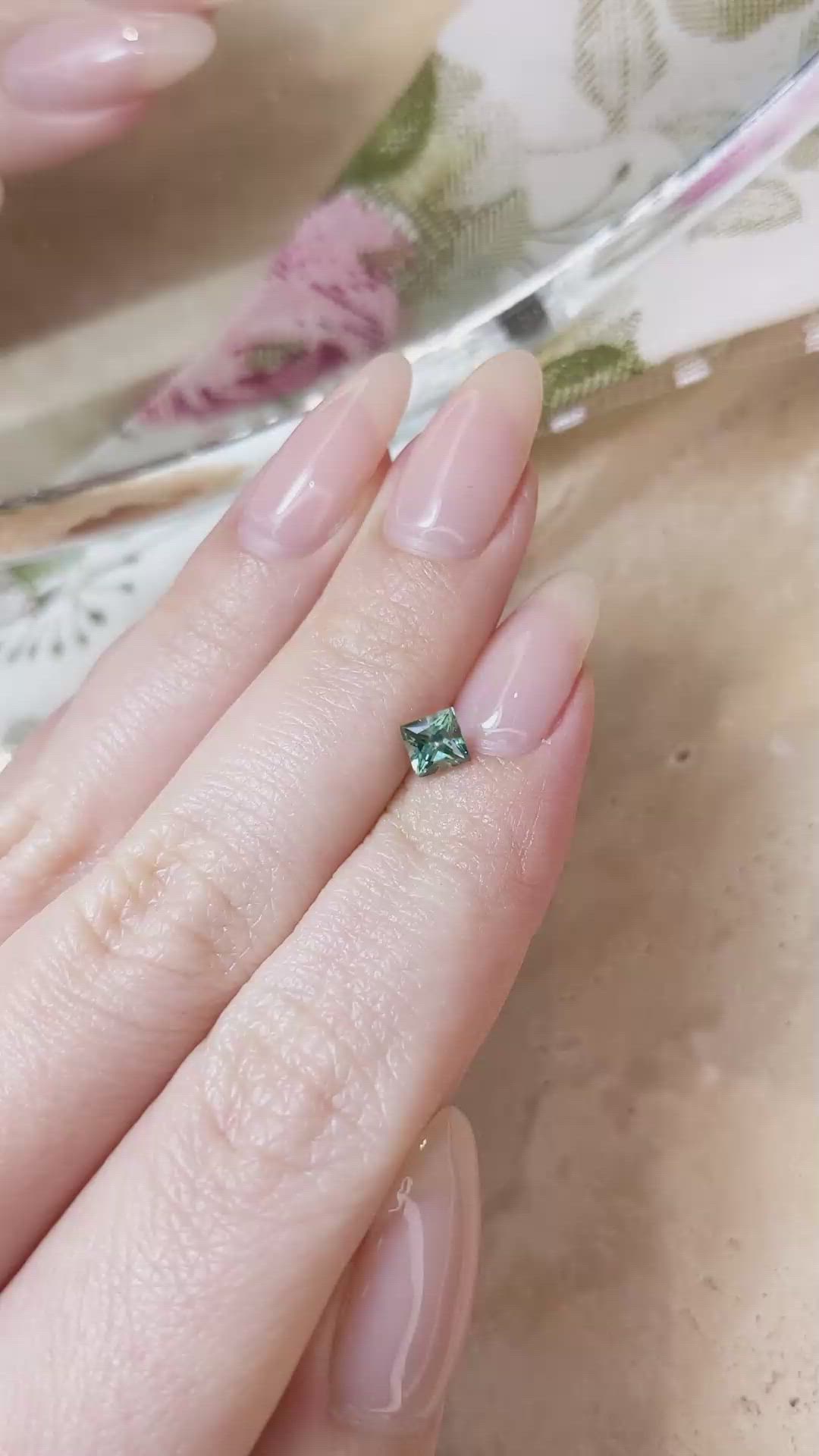 0.66 Ct. Green Sapphire from Montana Size Video