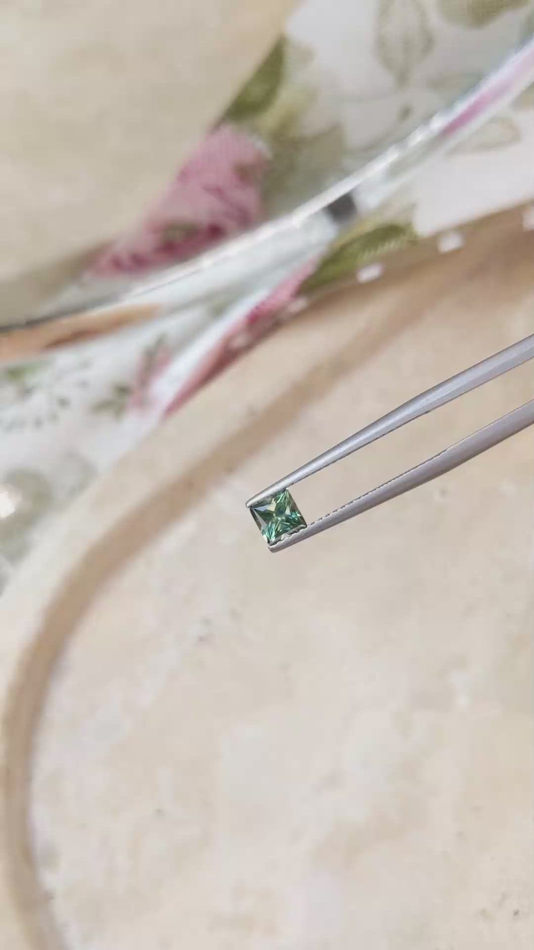0.66 Ct. Green Sapphire from Montana Size Video