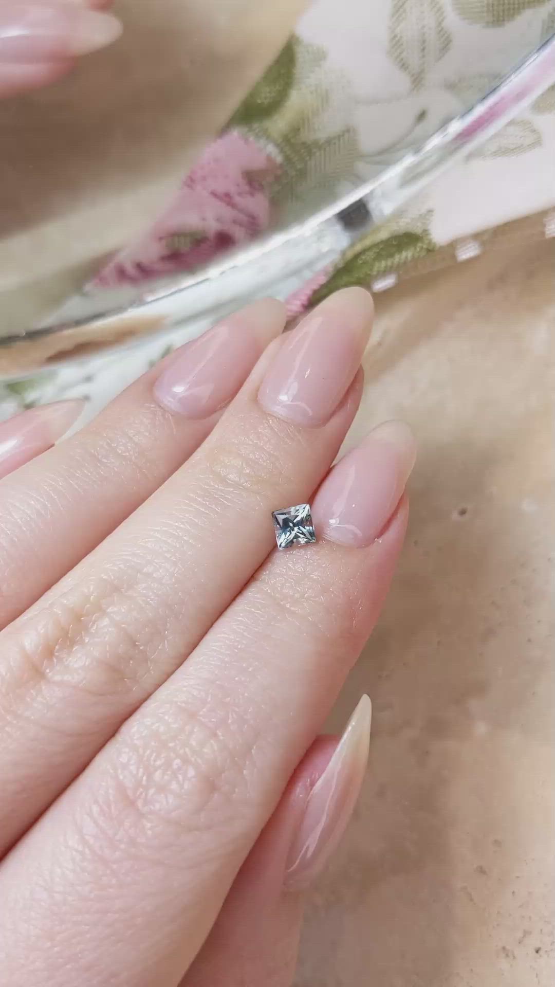 0.66 Ct. Greenish Blue Sapphire from Montana Size Video