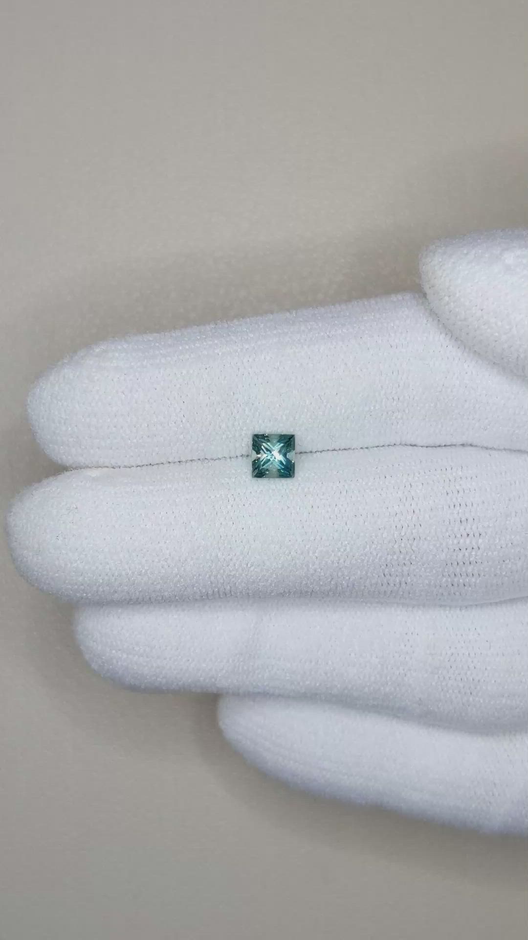0.66 Ct. Greenish Blue Sapphire from Montana Size Video