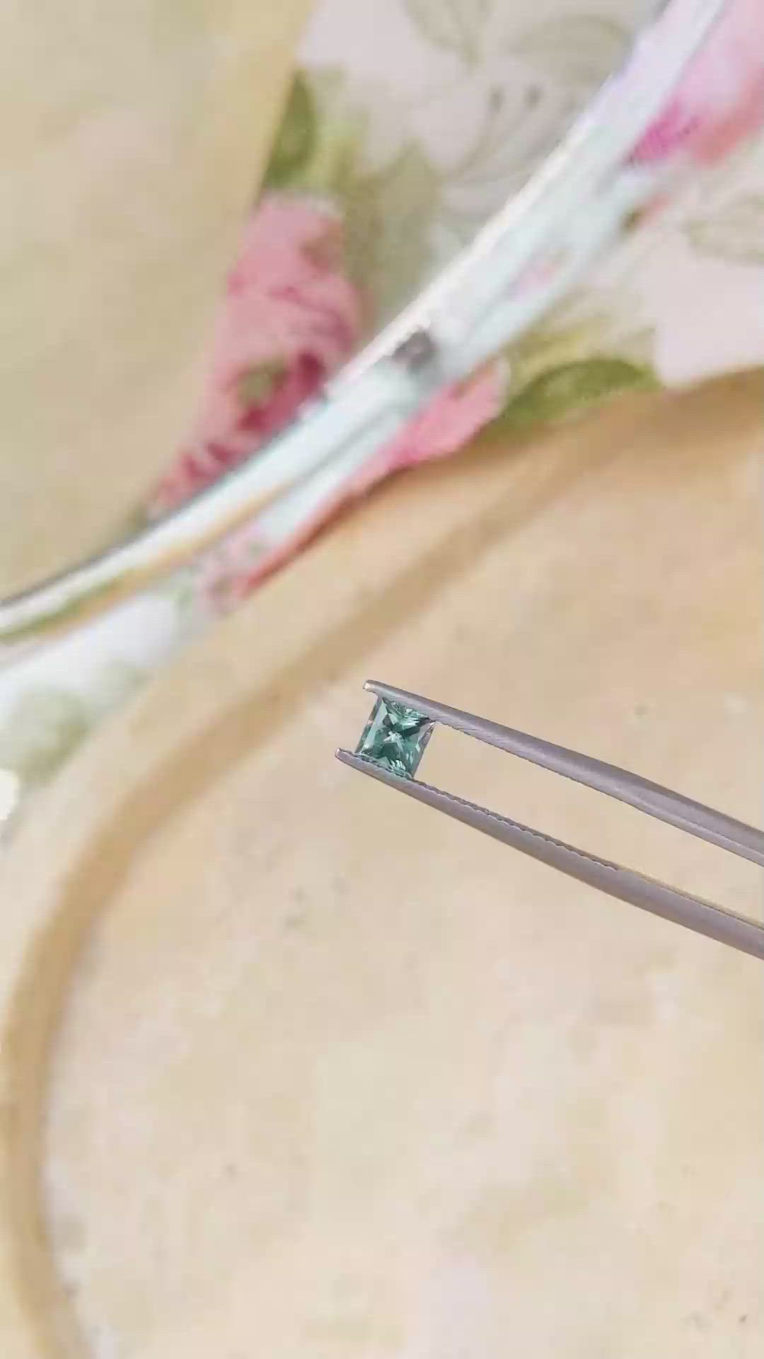 0.67 Ct. Bluish Green Sapphire from Montana Size Video