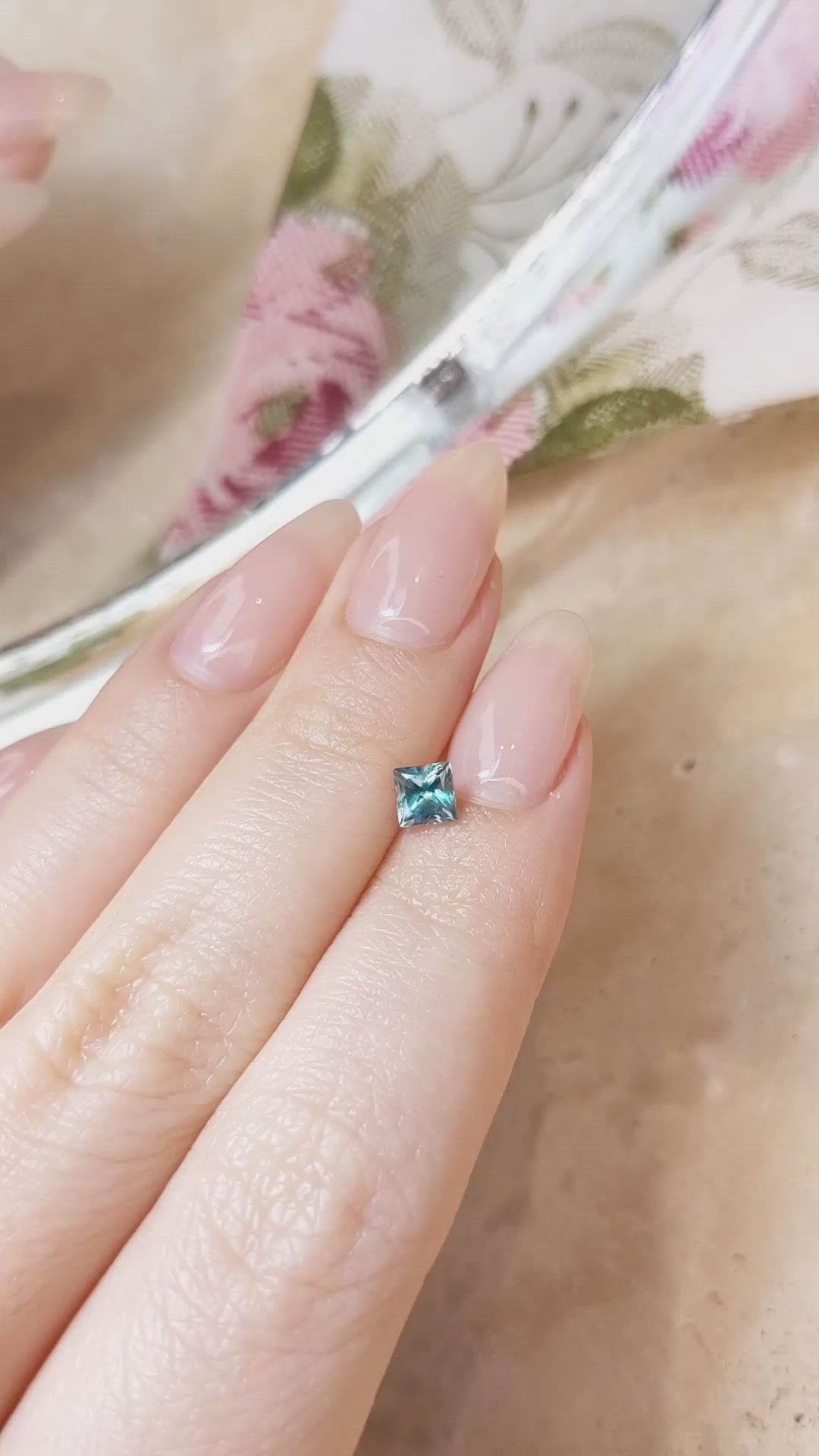 0.67 Ct. Bluish Green Sapphire from Montana Size Video