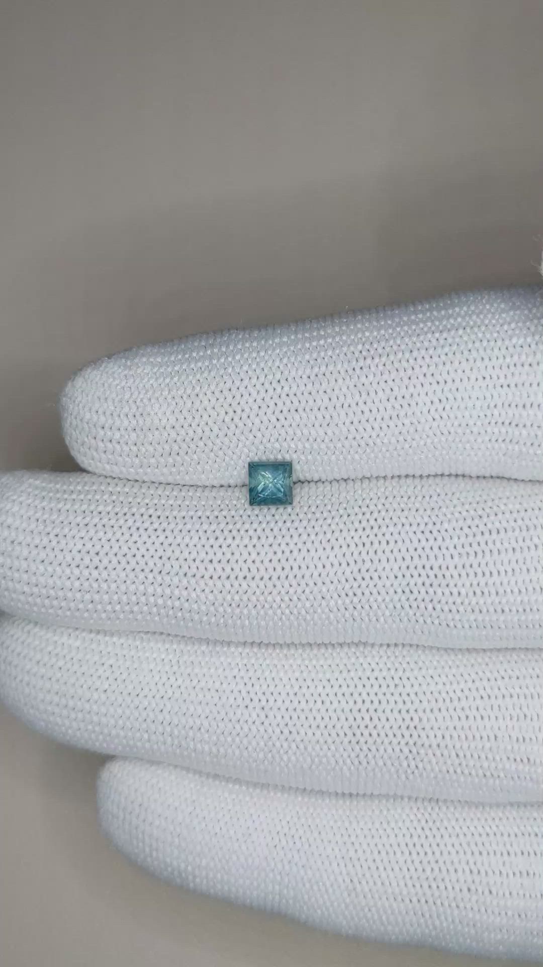 0.71 Ct. Greenish Blue Sapphire from Montana Size Video