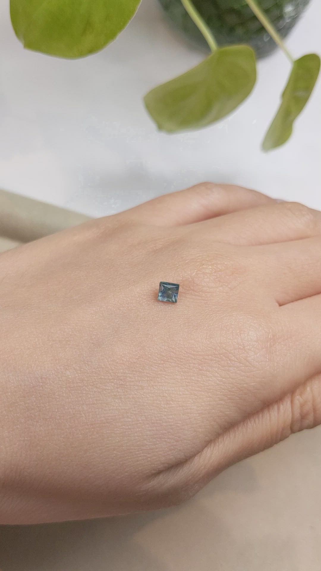 0.71 Ct. Greenish Blue Sapphire from Montana Size Video