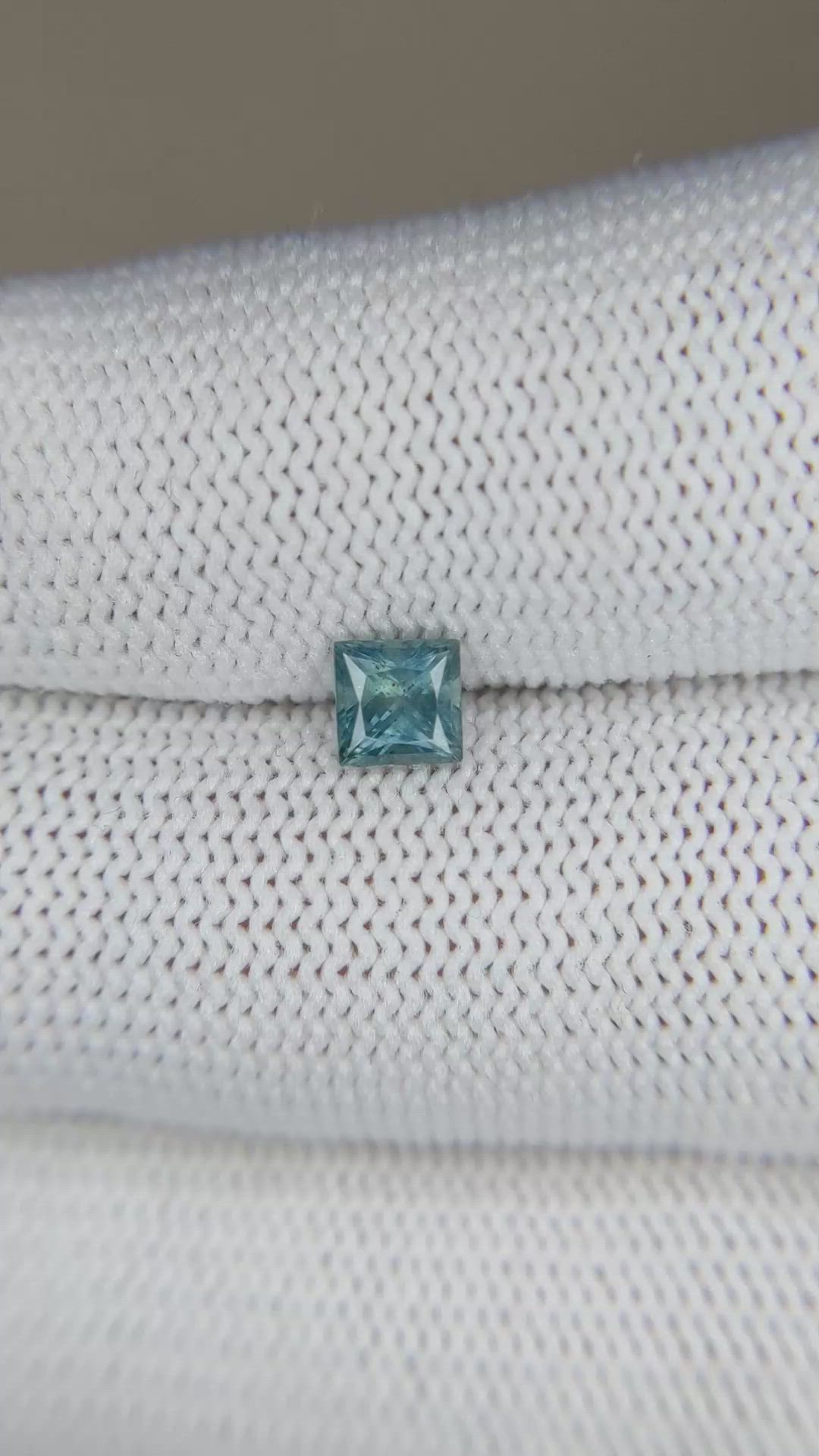0.71 Ct. Greenish Blue Sapphire from Montana Size Video