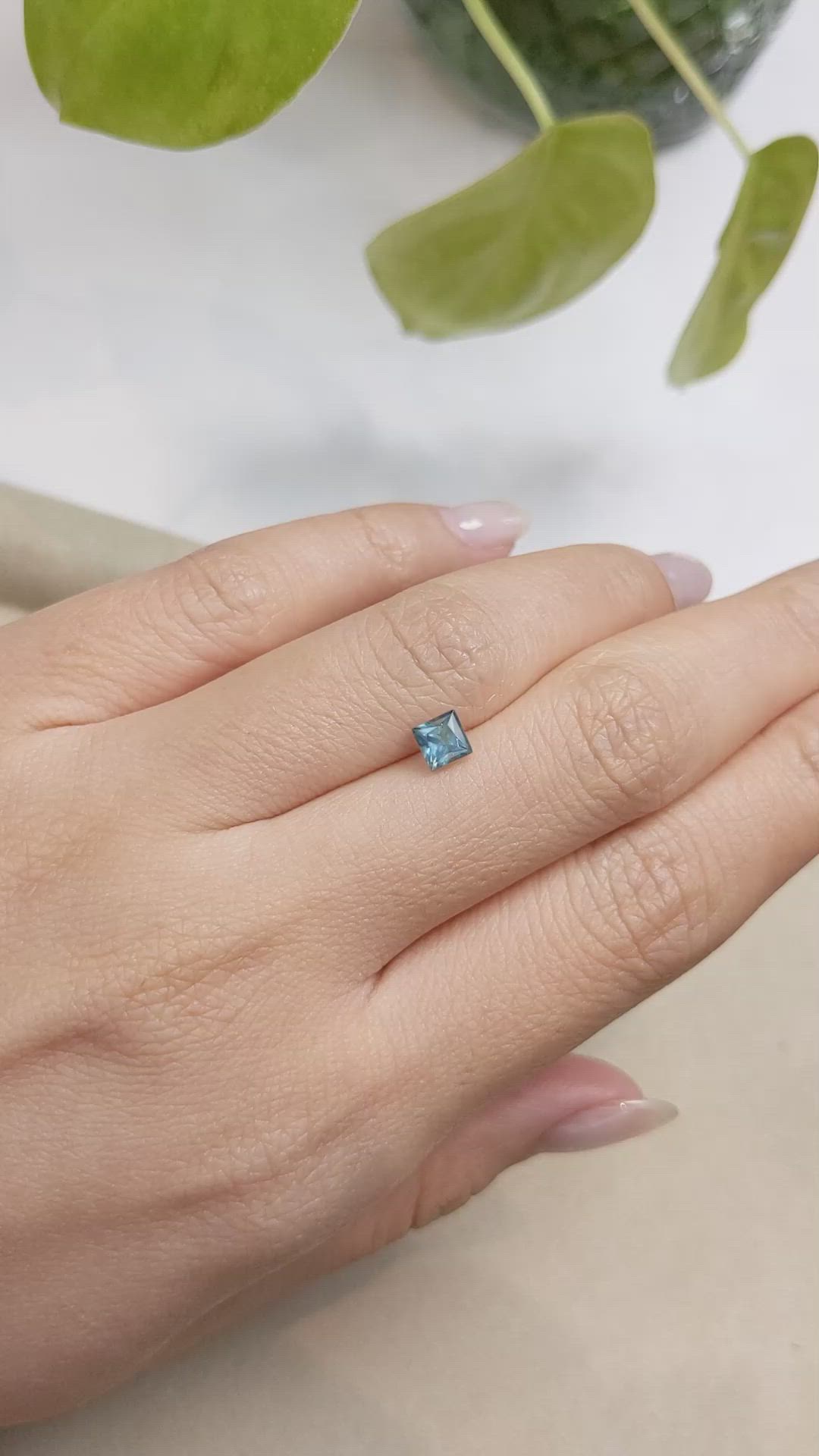 0.71 Ct. Greenish Blue Sapphire from Montana Size Video