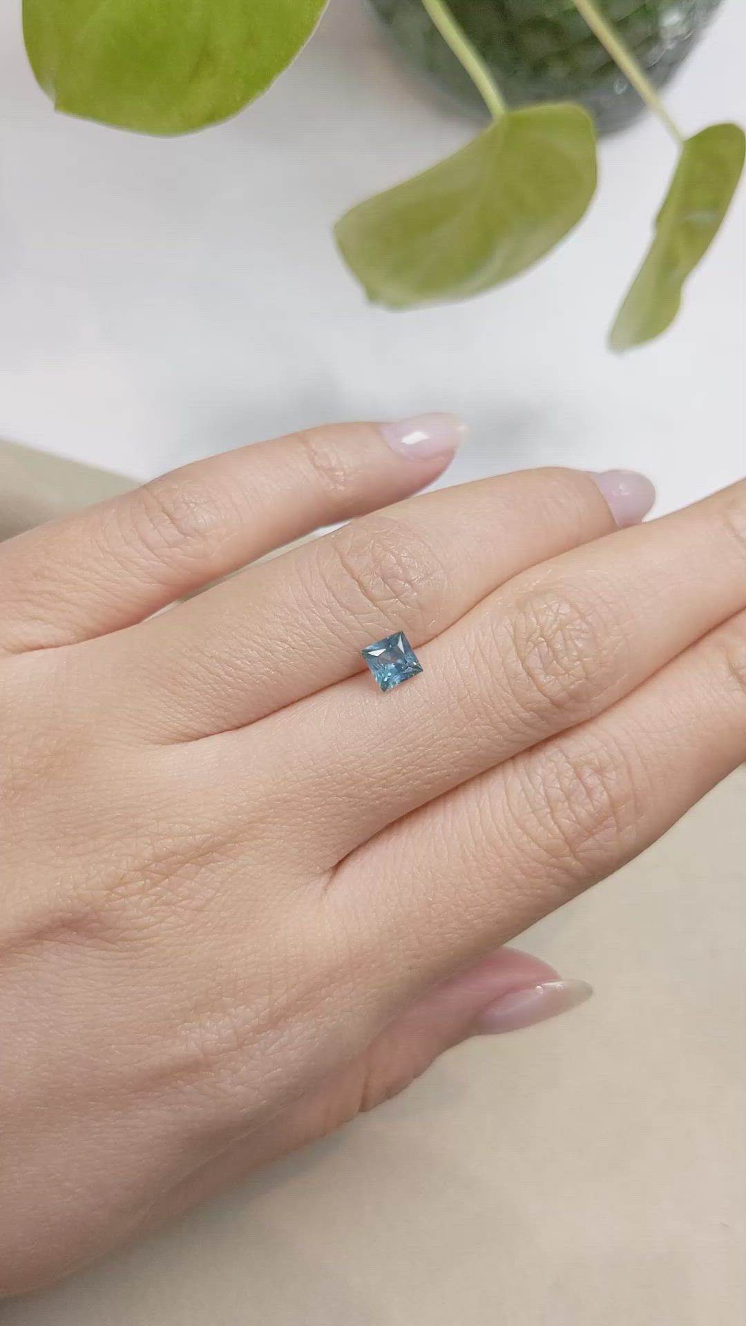 0.82 Ct. Greenish Blue Sapphire from Montana Size Video