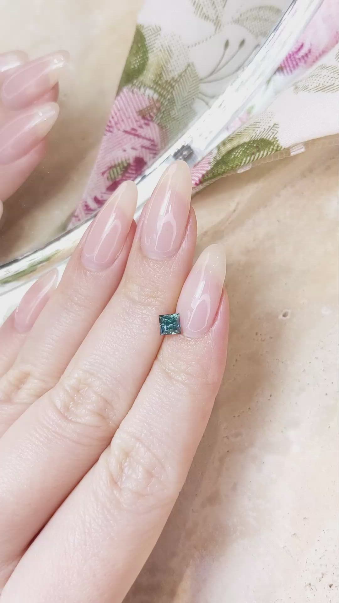 0.67 Ct. Bluish Green Sapphire from Montana Size Video