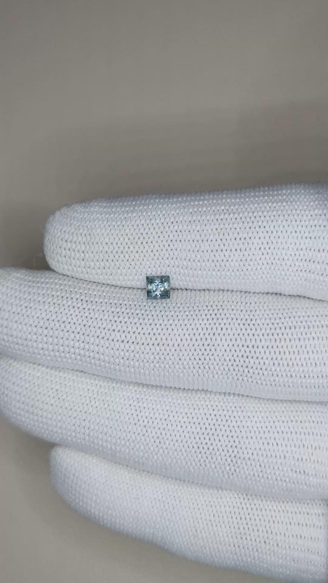 0.46 Ct. Greyish Blue Sapphire from Montana Size Video