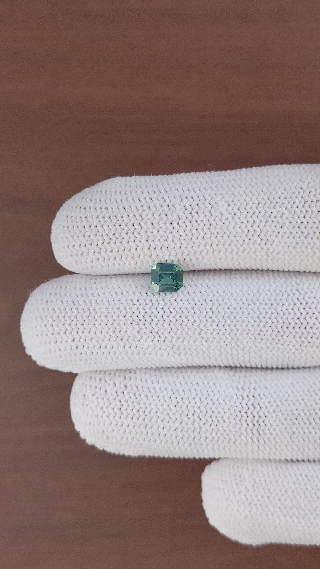 0.74 Ct. Bluish Green Sapphire from Madagascar Size Video
