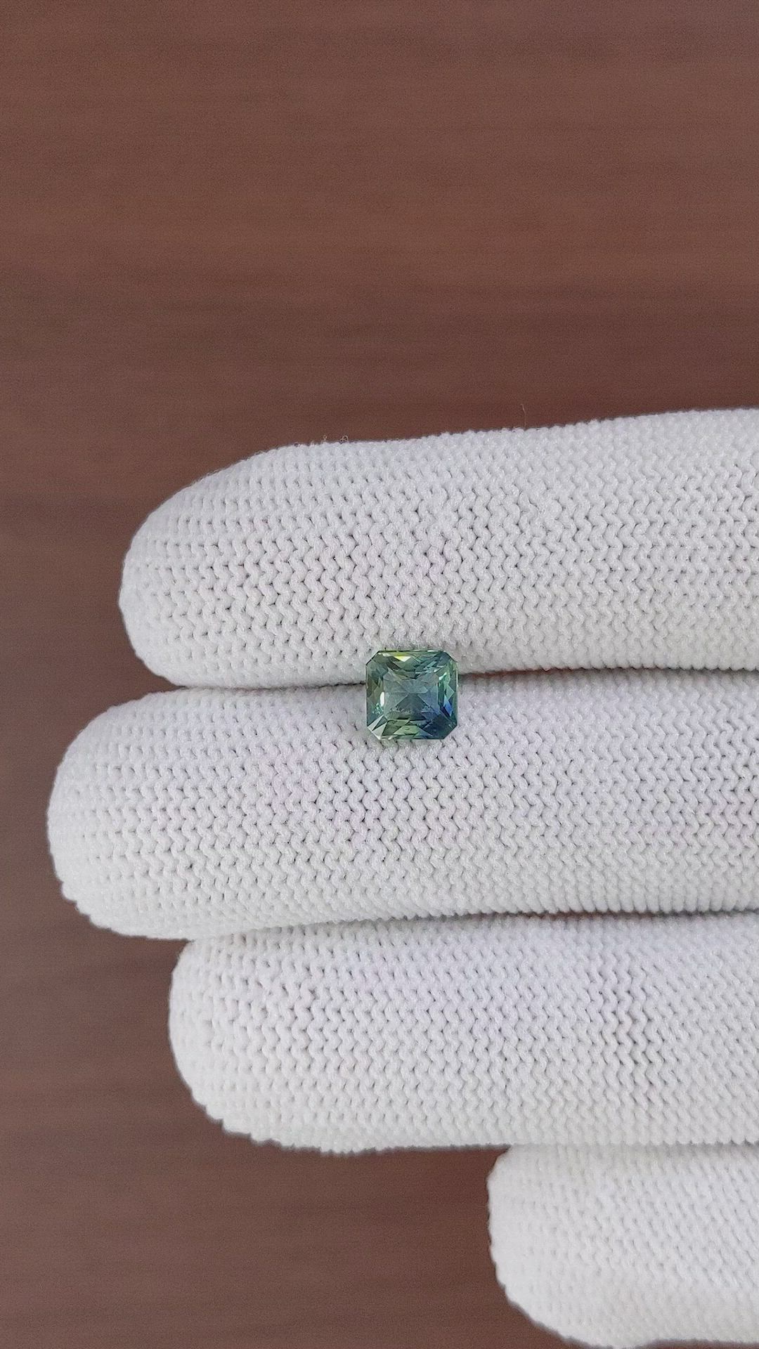1.59 Ct. Bluish Green Sapphire from Madagascar Size Video