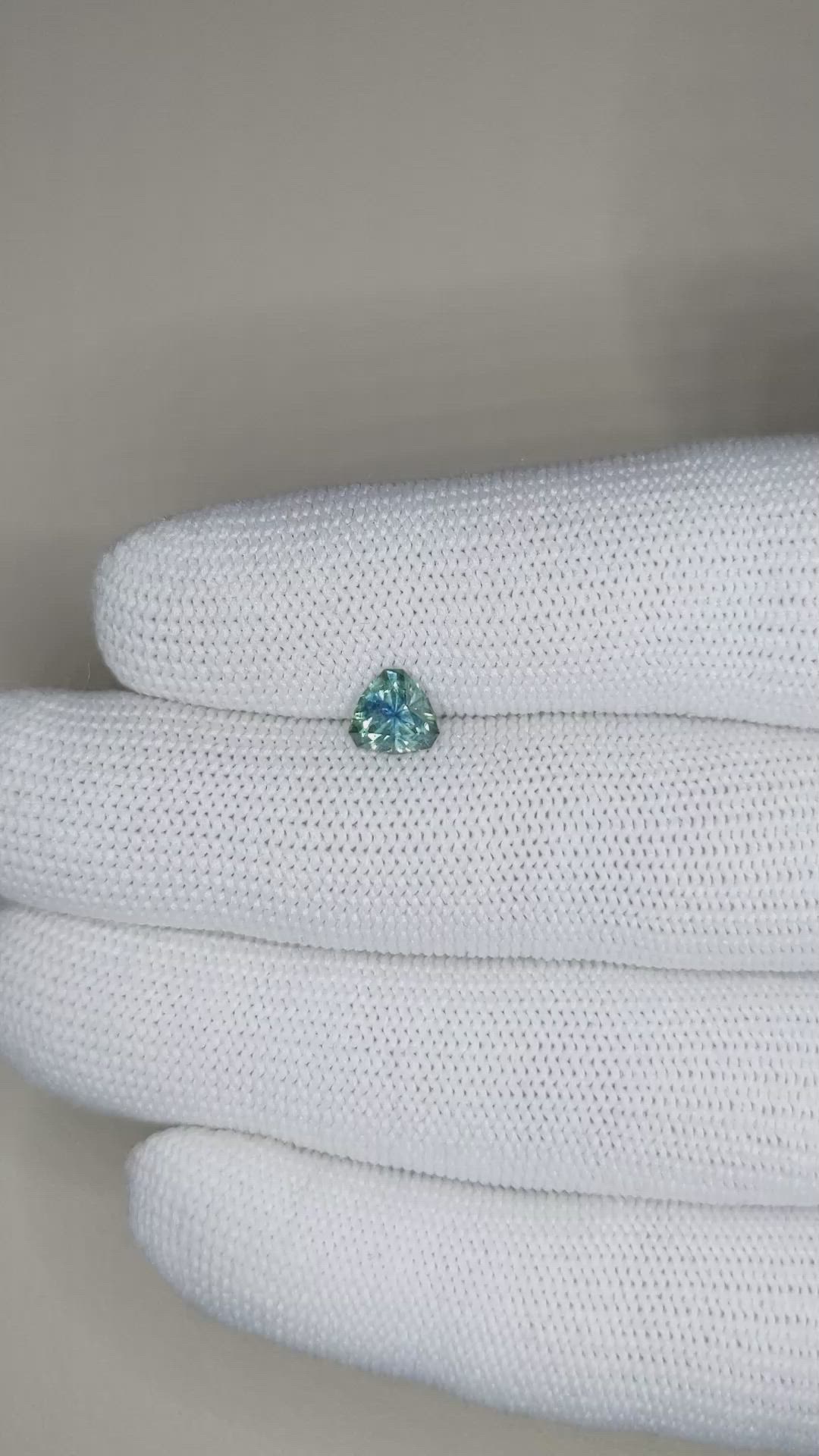 0.92 Ct. Bluish Green Sapphire from Montana Size Video