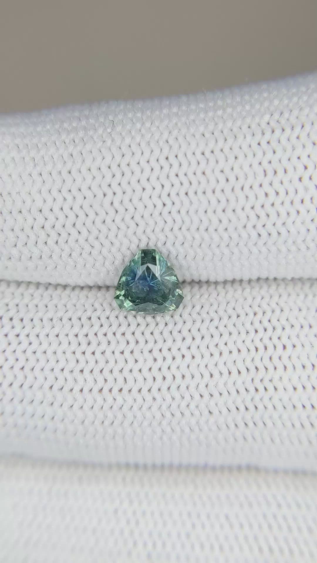 0.92 Ct. Bluish Green Sapphire from Montana Size Video
