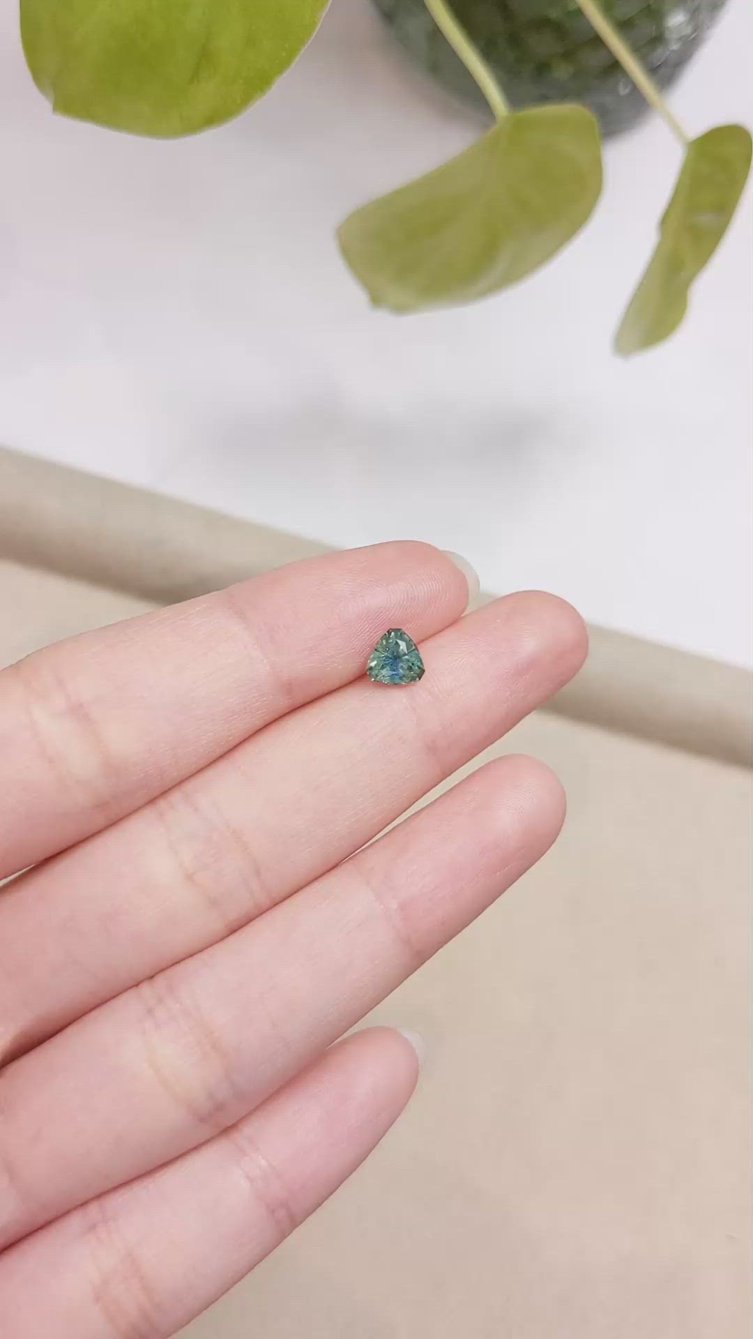 0.92 Ct. Bluish Green Sapphire from Montana Size Video