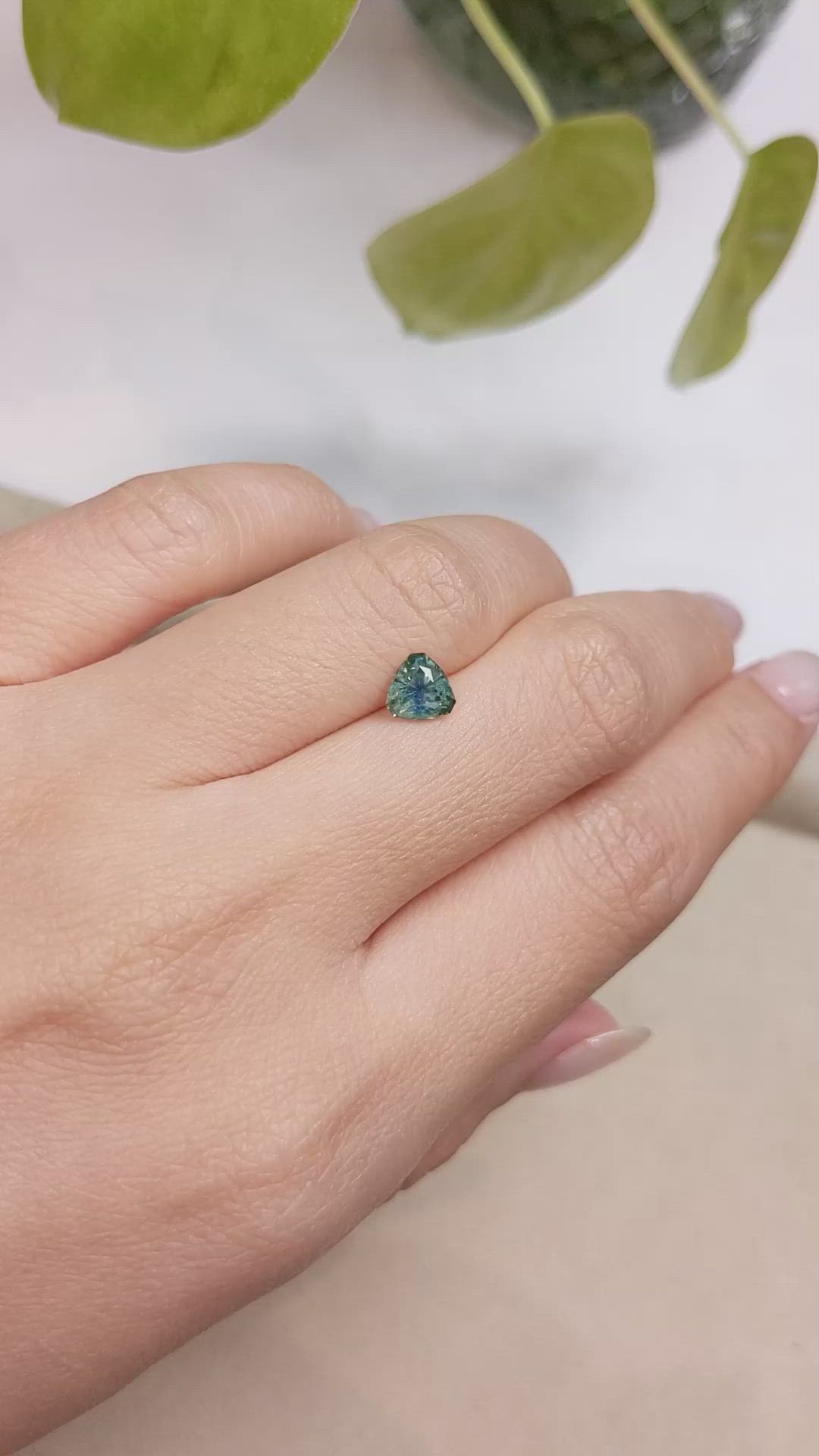 0.92 Ct. Bluish Green Sapphire from Montana Size Video