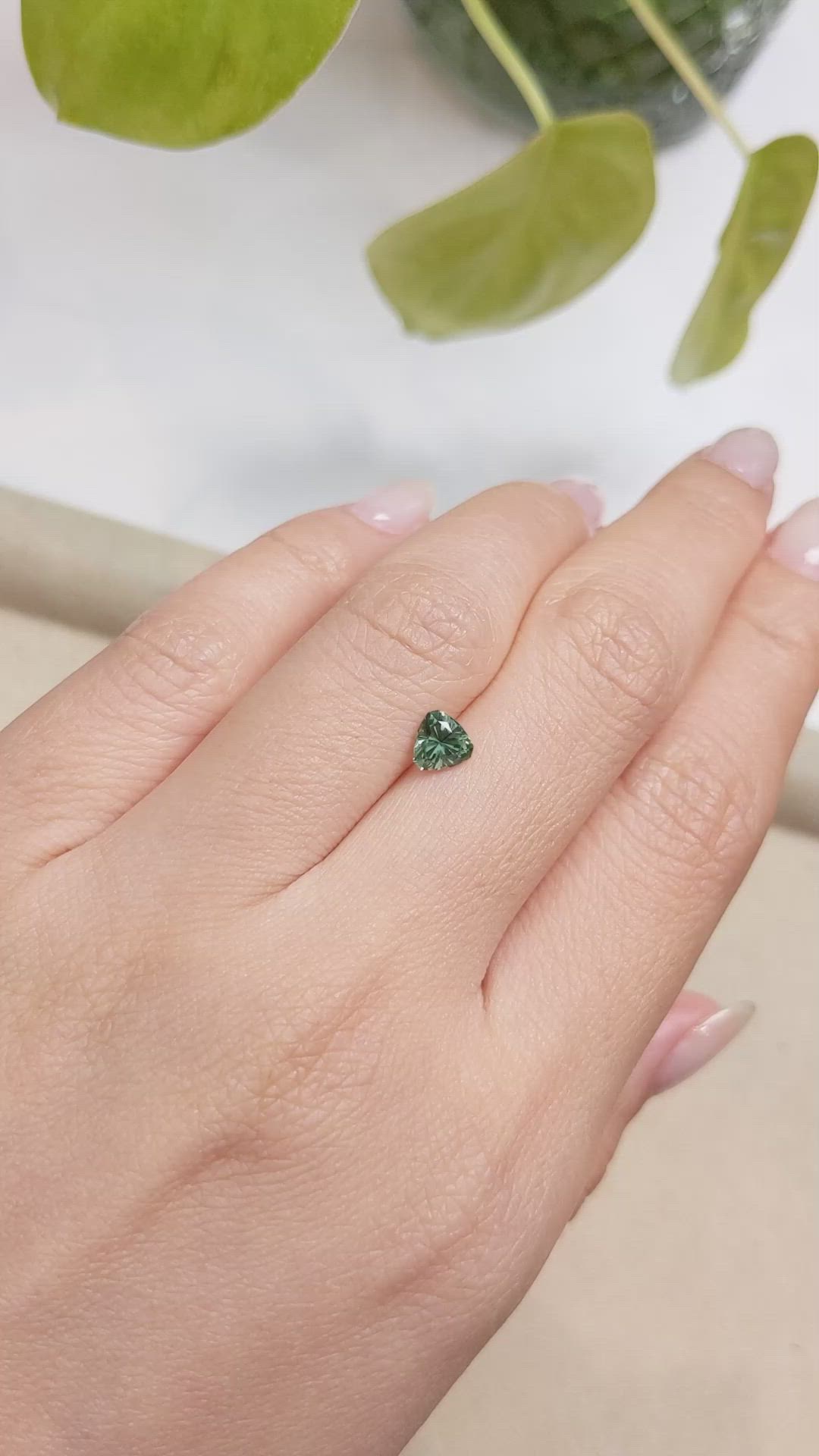 0.66 Ct. Green Sapphire from Montana Size Video