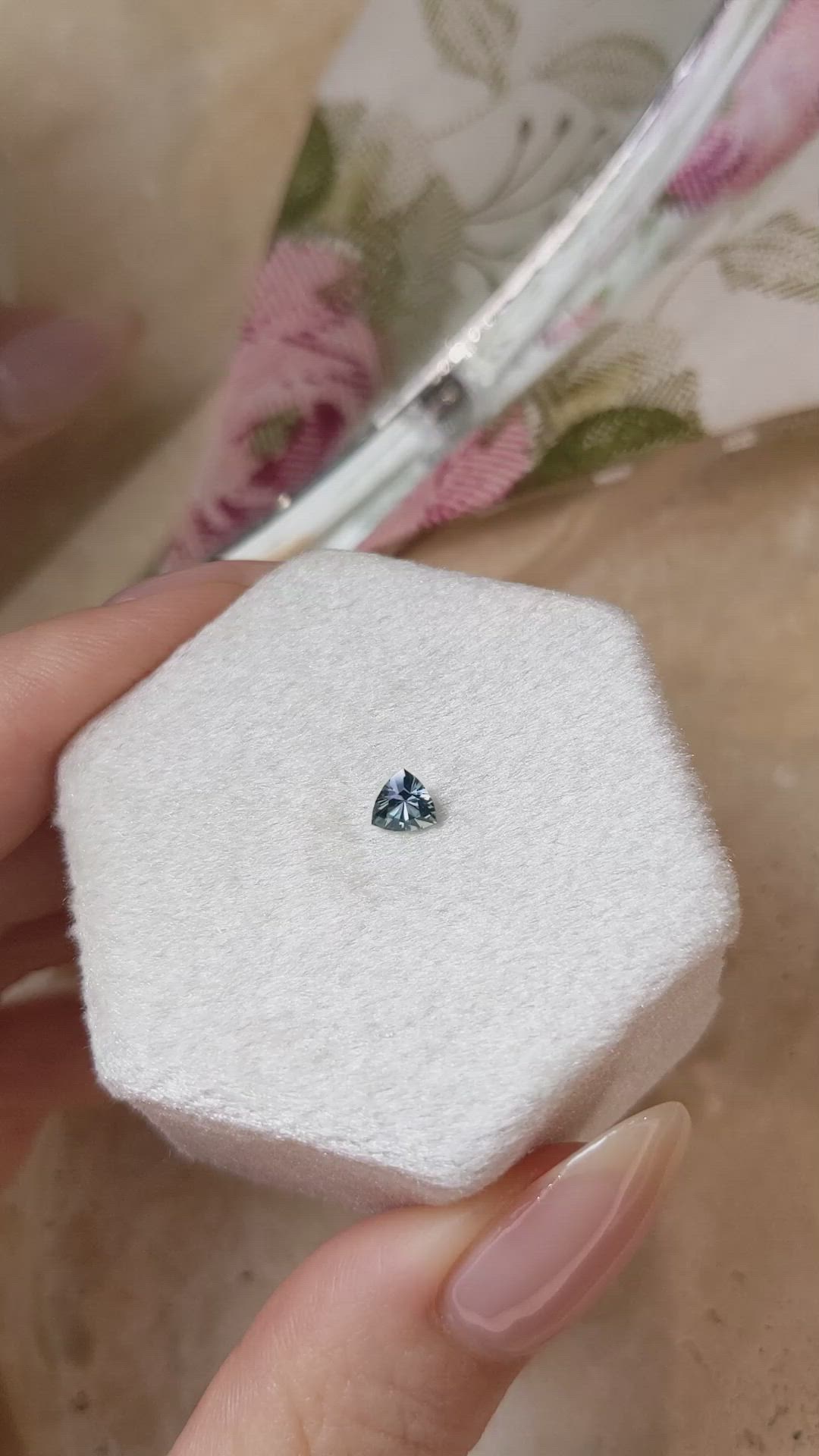0.31 Ct. Greenish Blue Sapphire from Montana Size Video