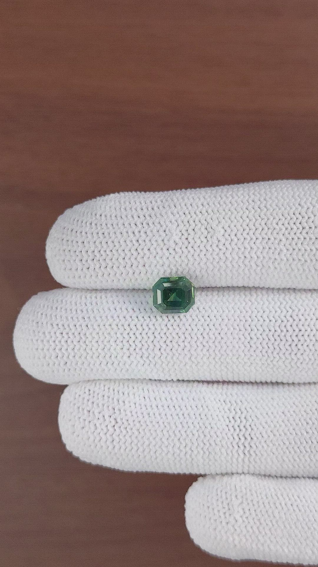 2.10 Ct. Bluish Green Sapphire from Madagascar Size Video