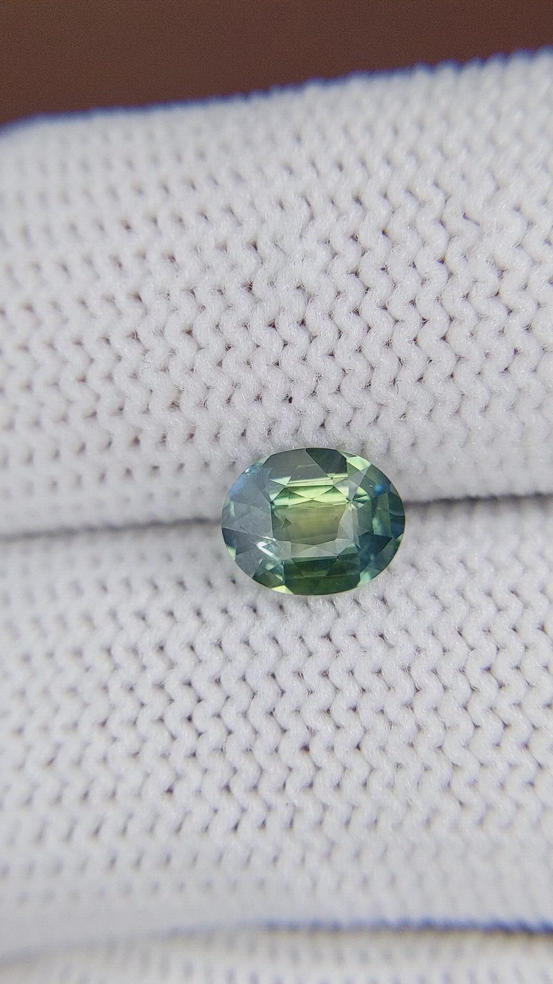 1.06 Ct. Bluish Green Sapphire from Madagascar Size Video