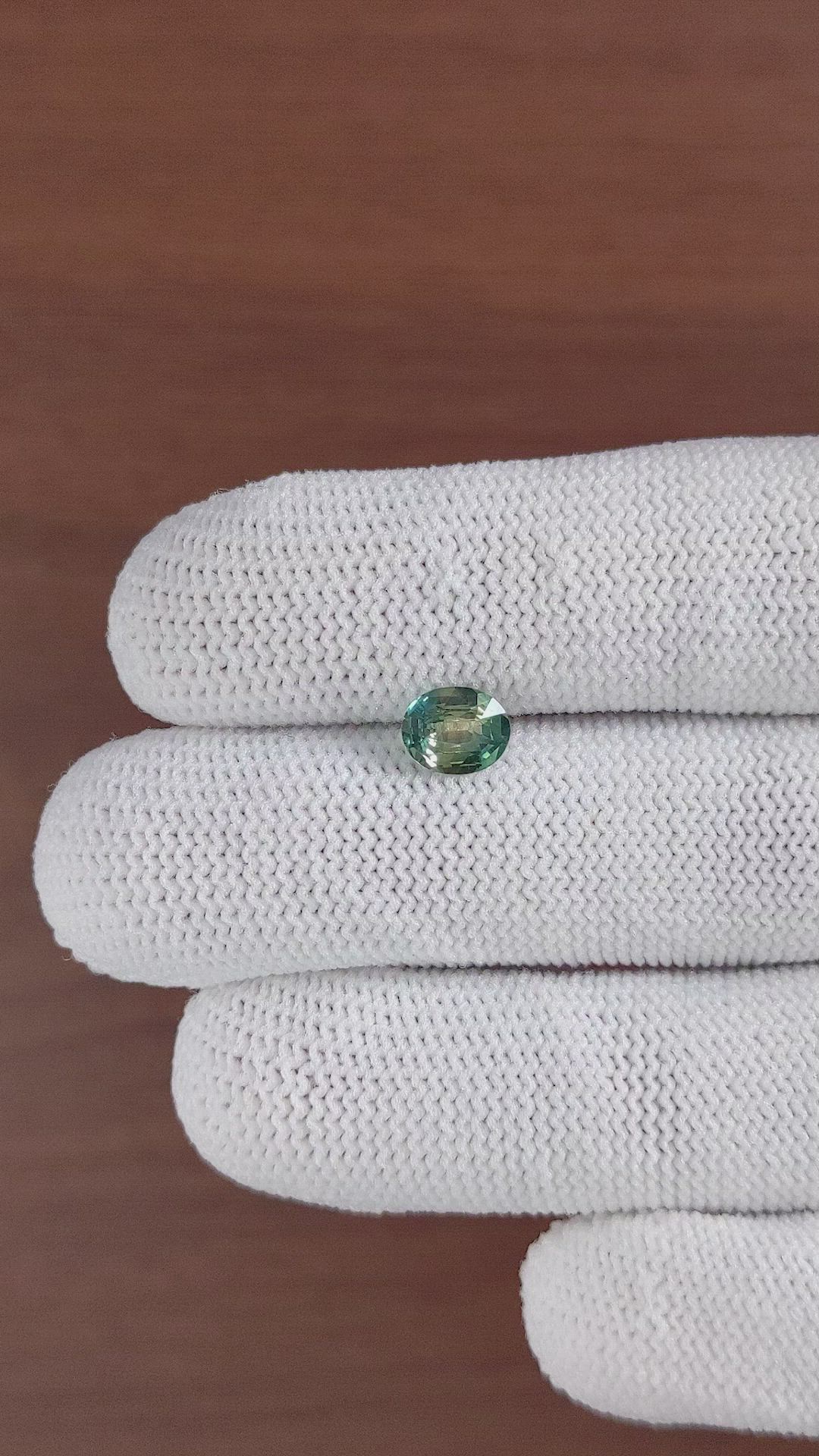 1.06 Ct. Bluish Green Sapphire from Madagascar Size Video