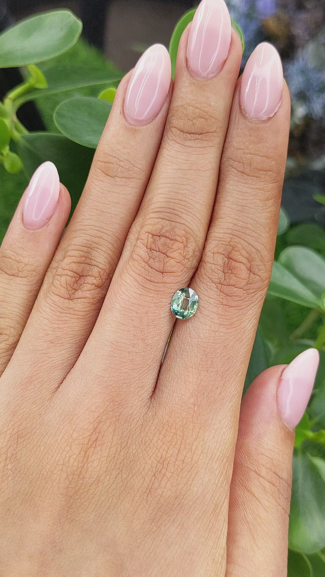 1.06 Ct. Bluish Green Sapphire from Madagascar Size Video