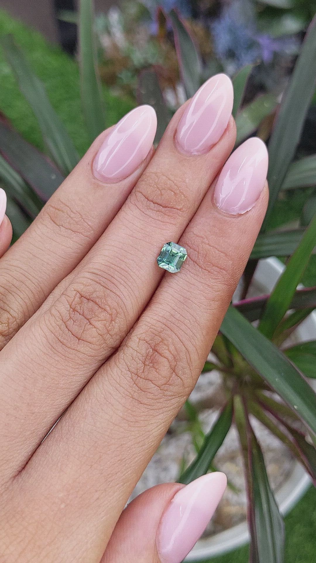 1.14 Ct. Bluish Green Sapphire from Madagascar Size Video