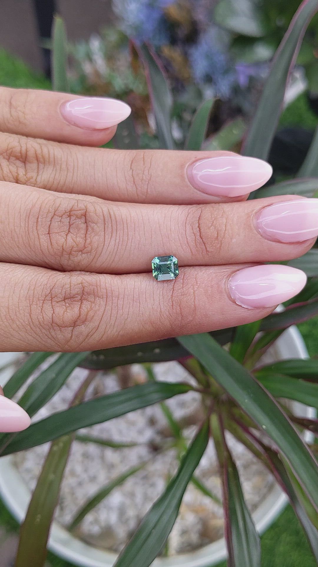 1.14 Ct. Bluish Green Sapphire from Madagascar Size Video