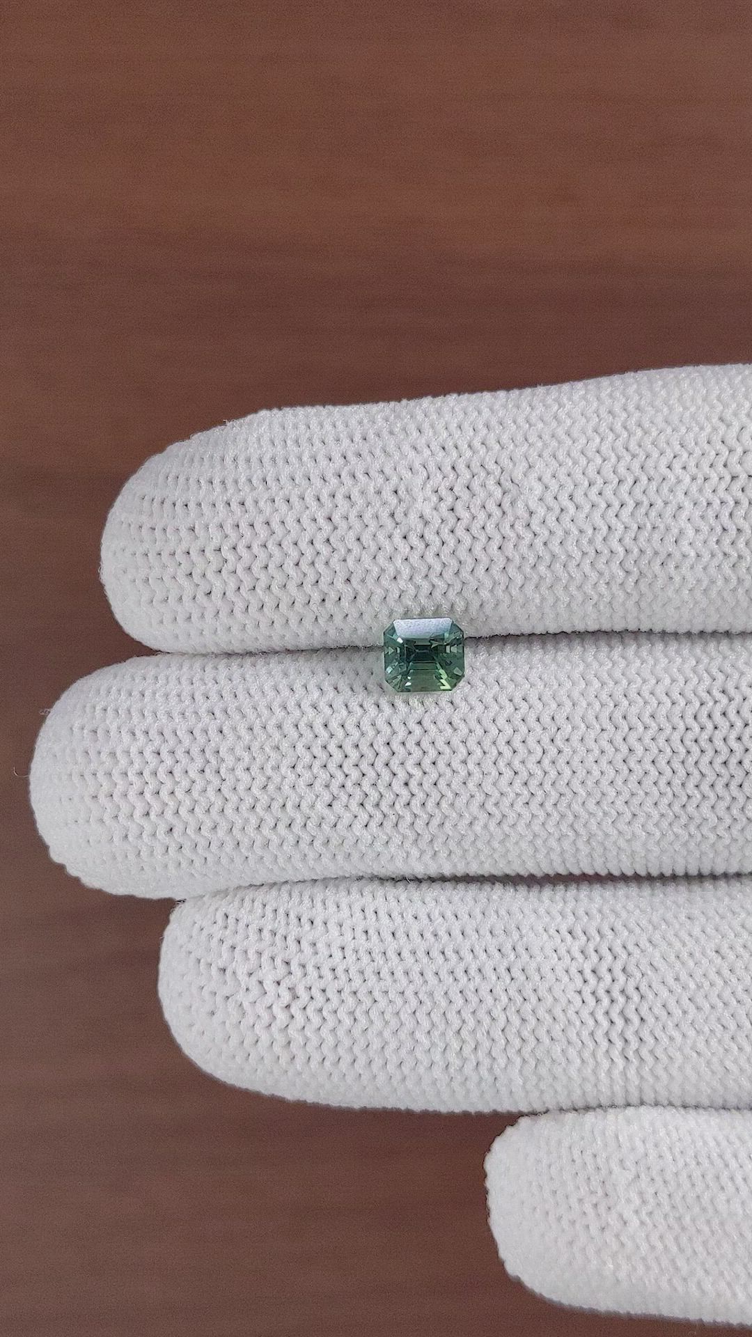 1.14 Ct. Bluish Green Sapphire from Madagascar Size Video