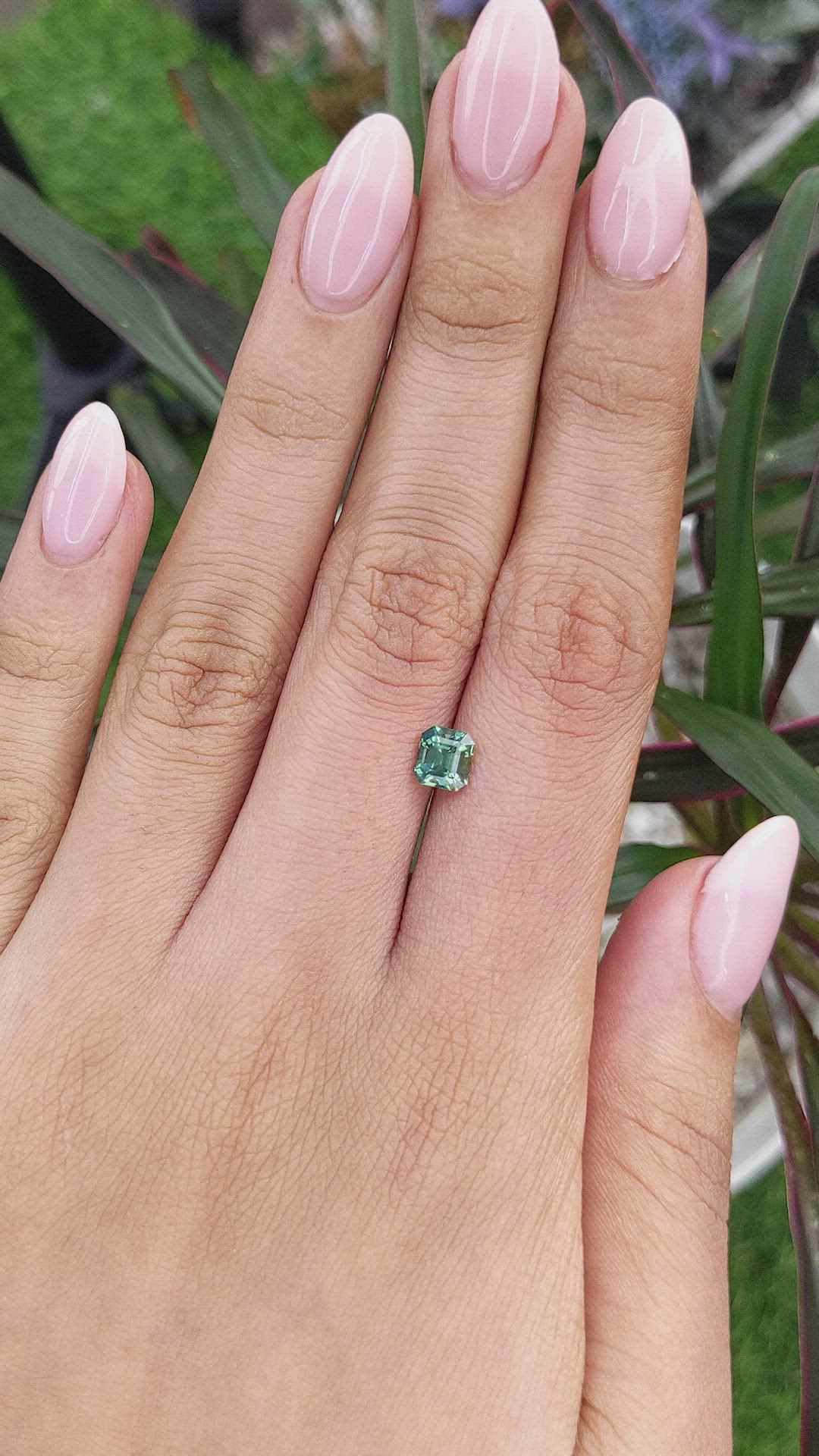 1.14 Ct. Bluish Green Sapphire from Madagascar Size Video