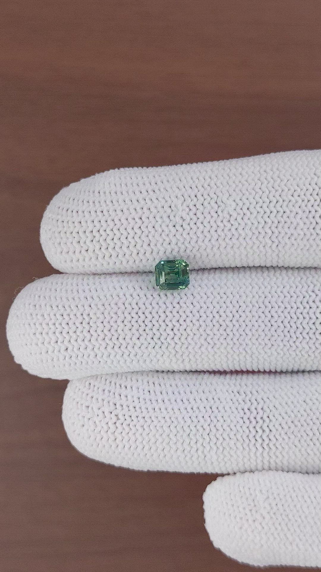 1.04 Ct. Bluish Green Sapphire from Madagascar Size Video