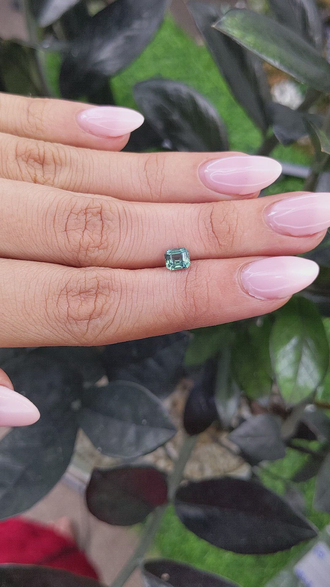 1.04 Ct. Bluish Green Sapphire from Madagascar Size Video