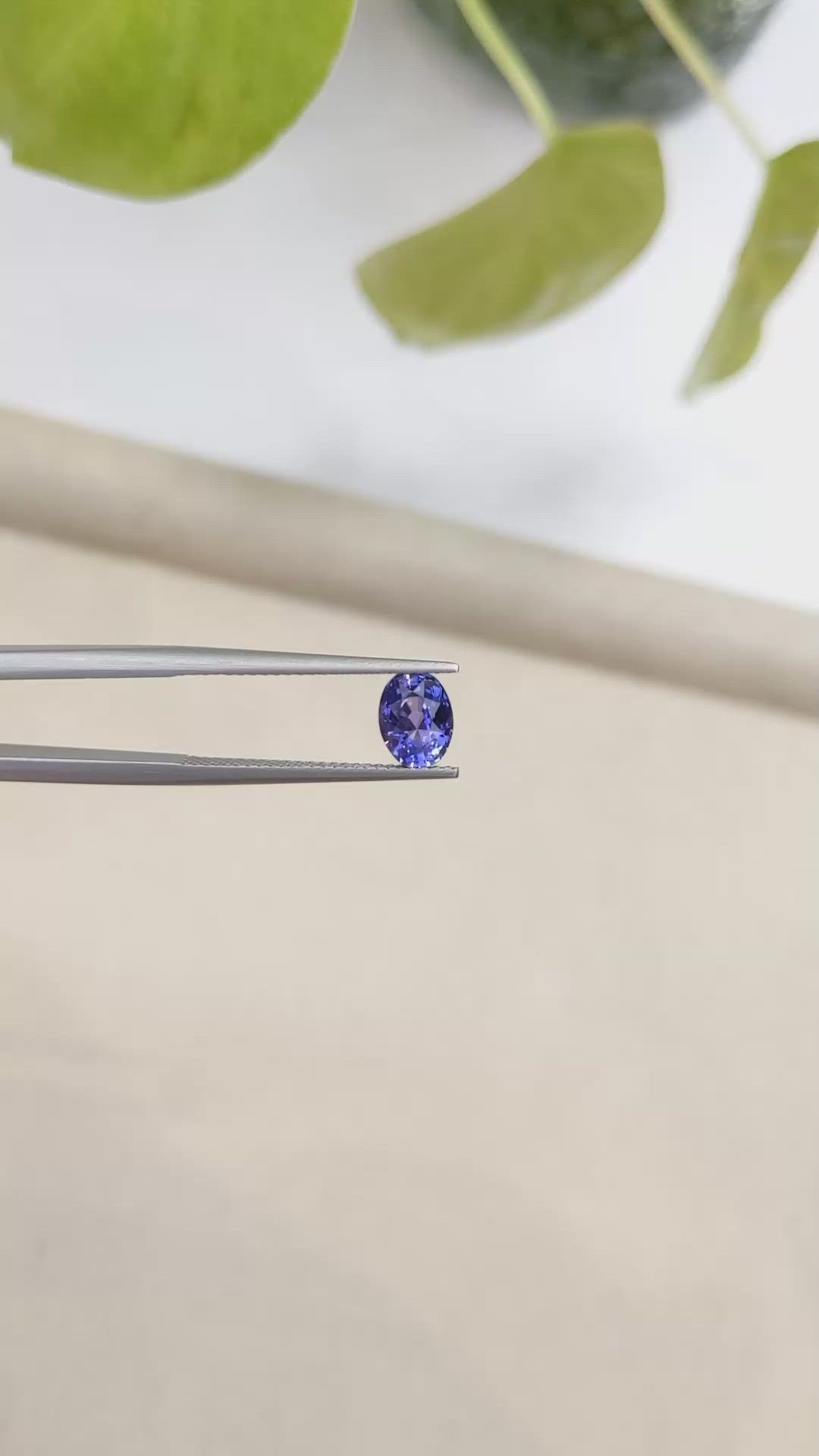 1.38 Ct. Purplish Blue Sapphire from Ceylon (Sri Lanka) Size Video