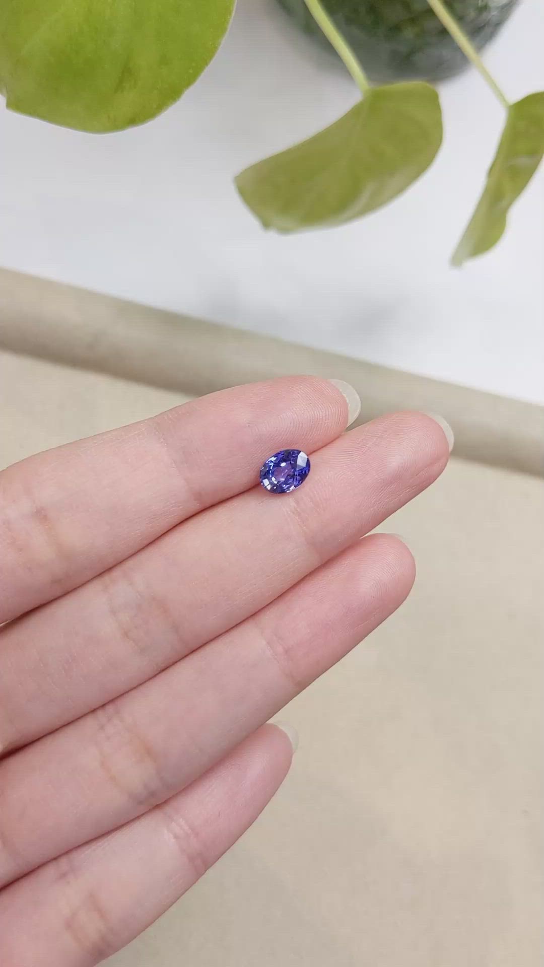 1.38 Ct. Purplish Blue Sapphire from Ceylon (Sri Lanka) Size Video