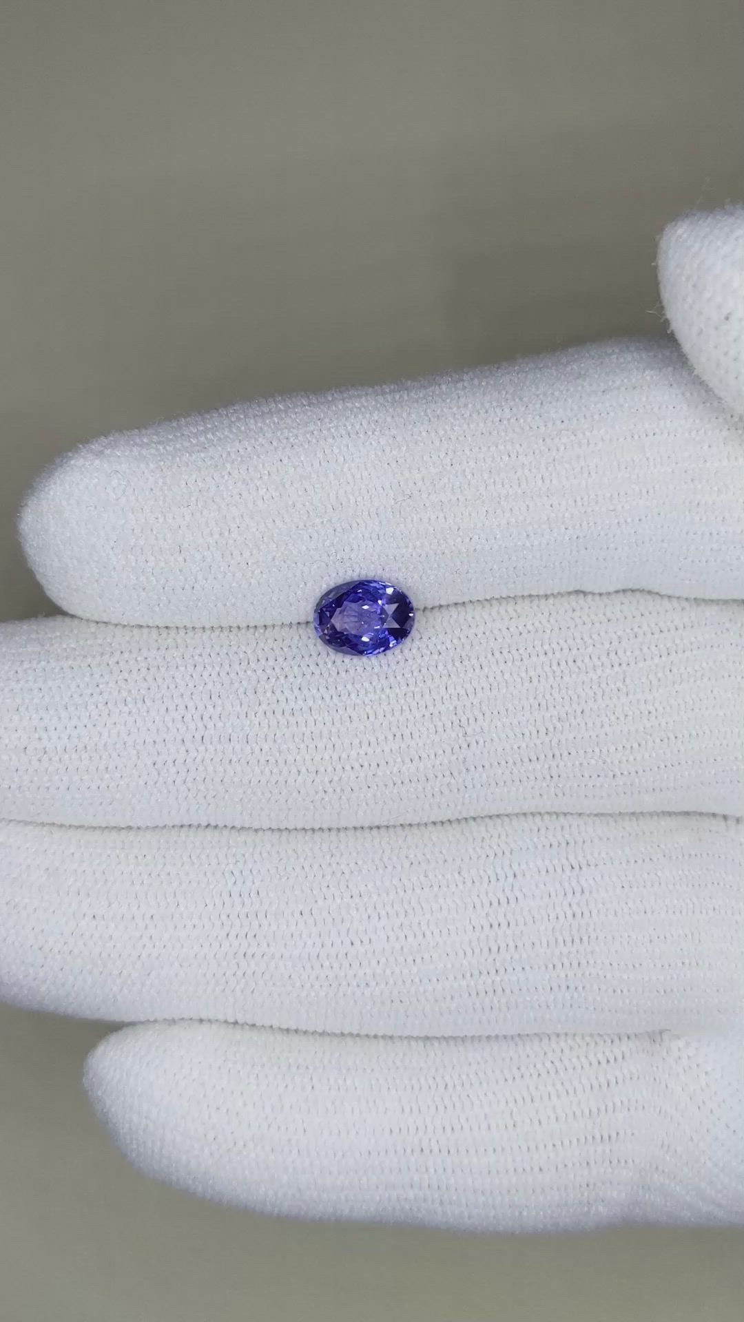 1.38 Ct. Purplish Blue Sapphire from Ceylon (Sri Lanka) Size Video