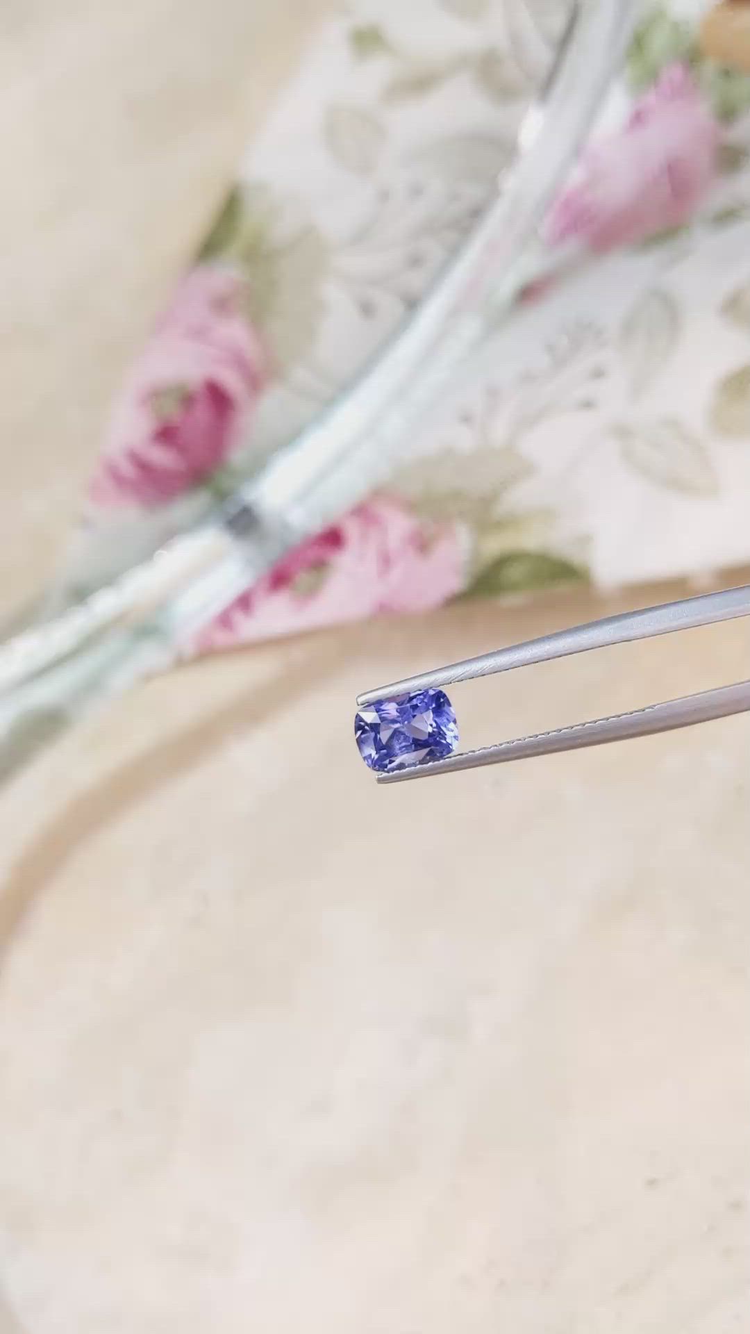 1.55 Ct. Purplish Blue Sapphire from Ceylon (Sri Lanka) Size Video