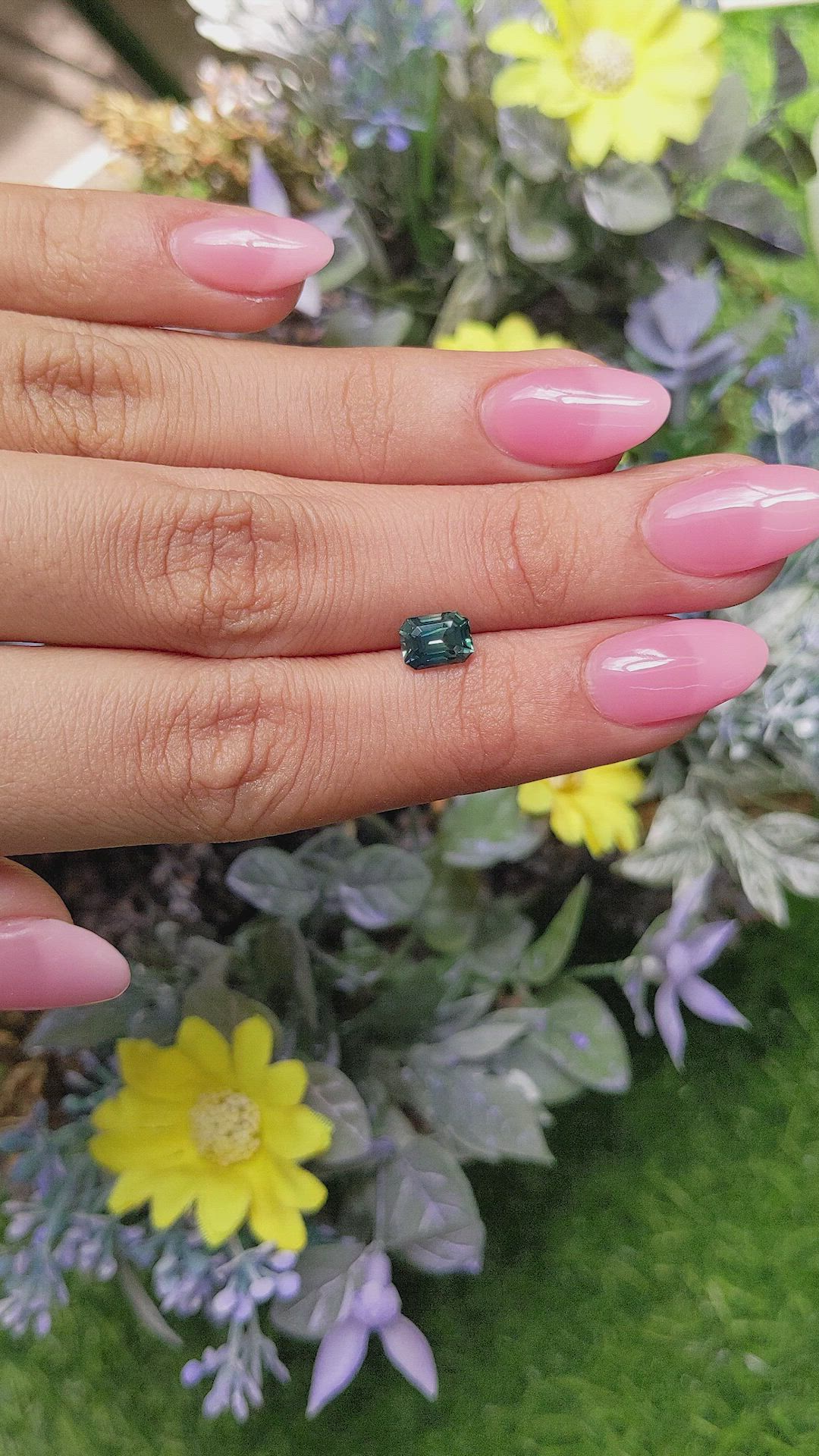 1.42 Ct. Bluish Green Sapphire from Madagascar Size Video