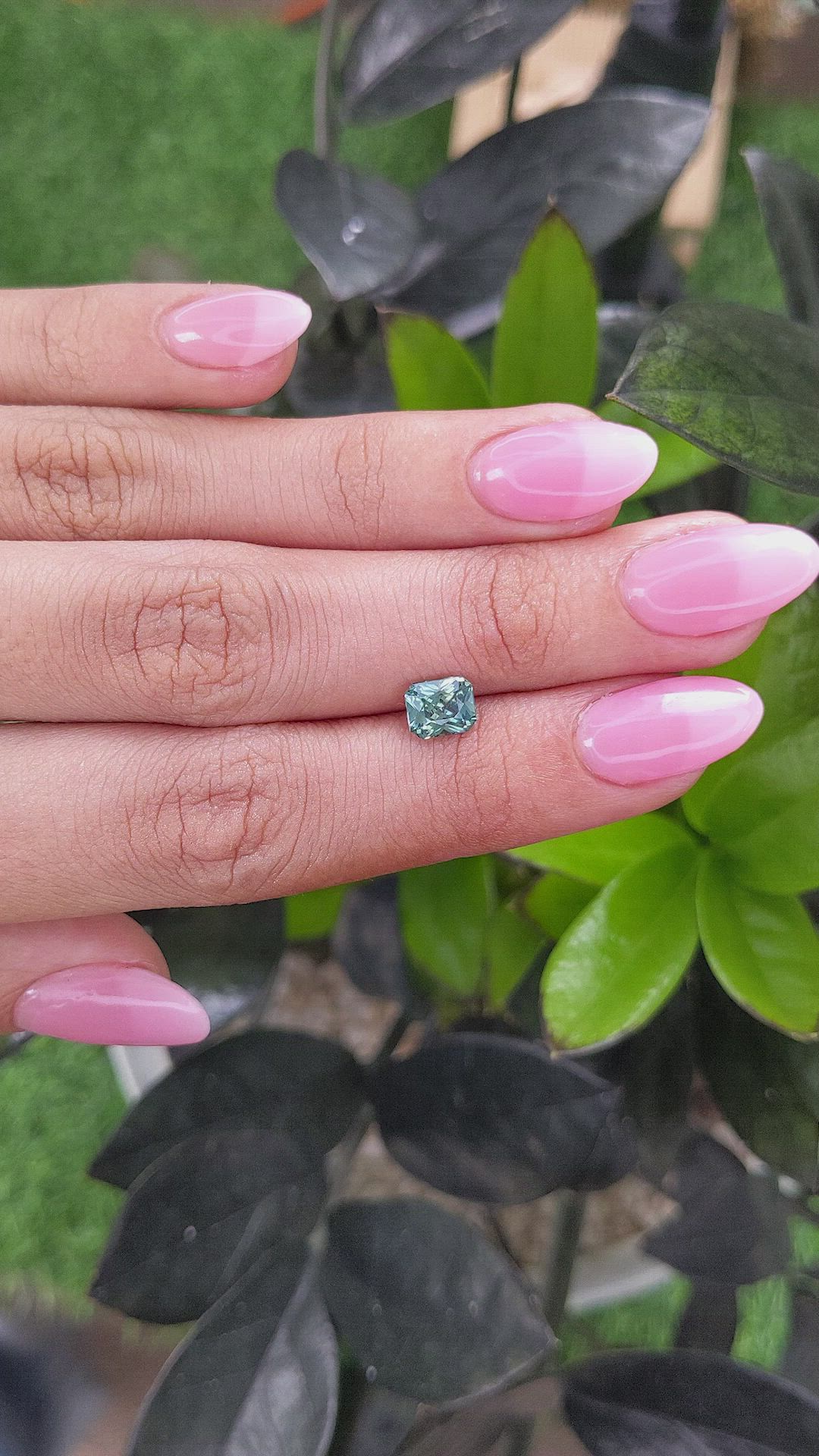 1.33 Ct. Bluish Green Sapphire from Madagascar Size Video