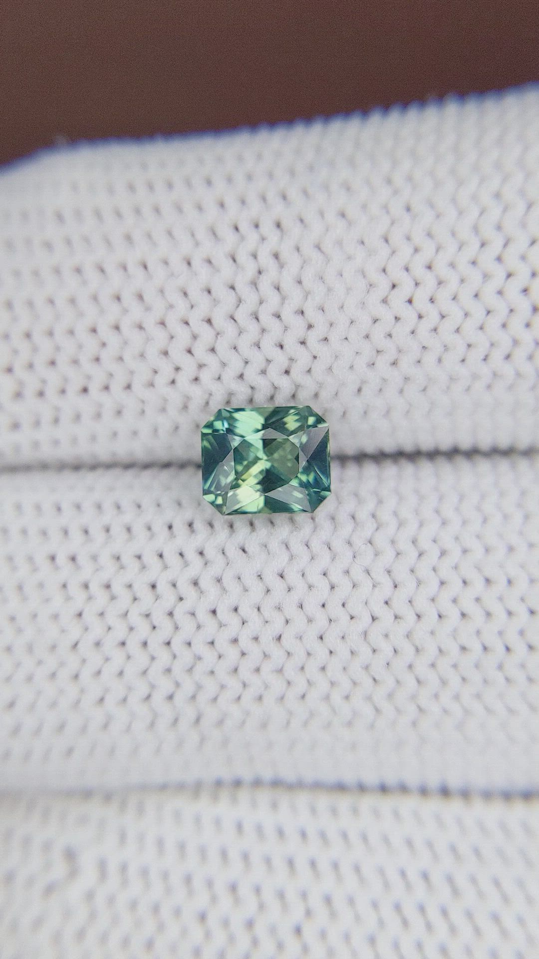 1.33 Ct. Bluish Green Sapphire from Madagascar Size Video