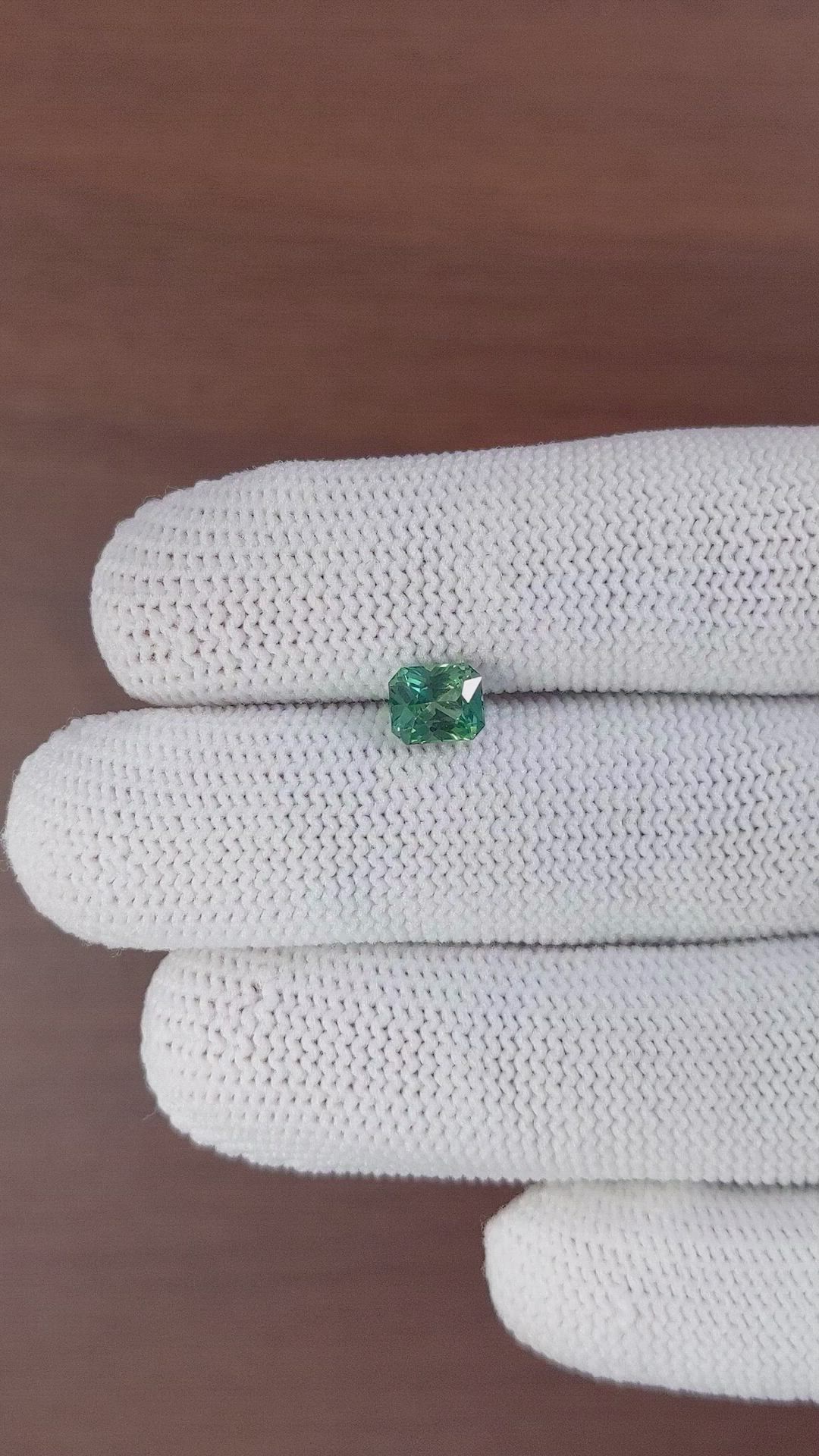 1.33 Ct. Bluish Green Sapphire from Madagascar Size Video