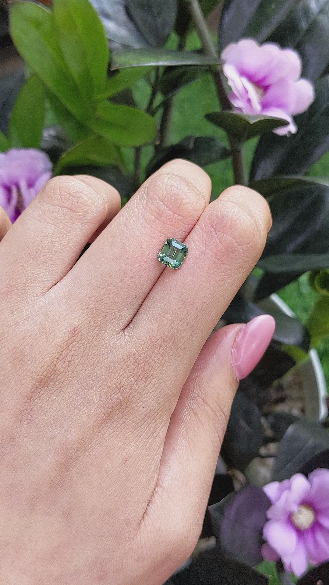 1.66 Ct. Bluish Green Sapphire from Madagascar Size Video