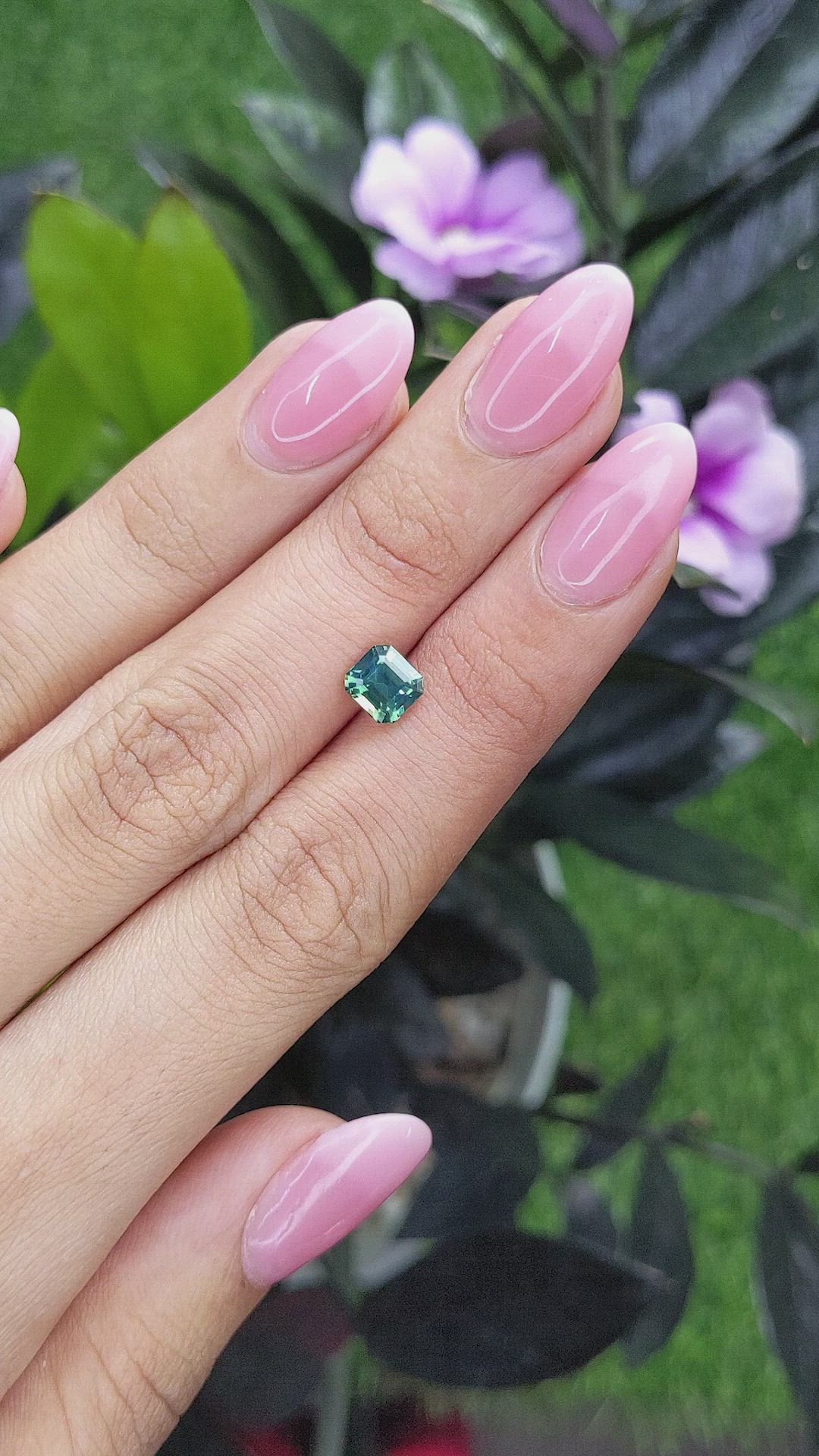 1.54 Ct. Bluish Green Sapphire from Madagascar Size Video