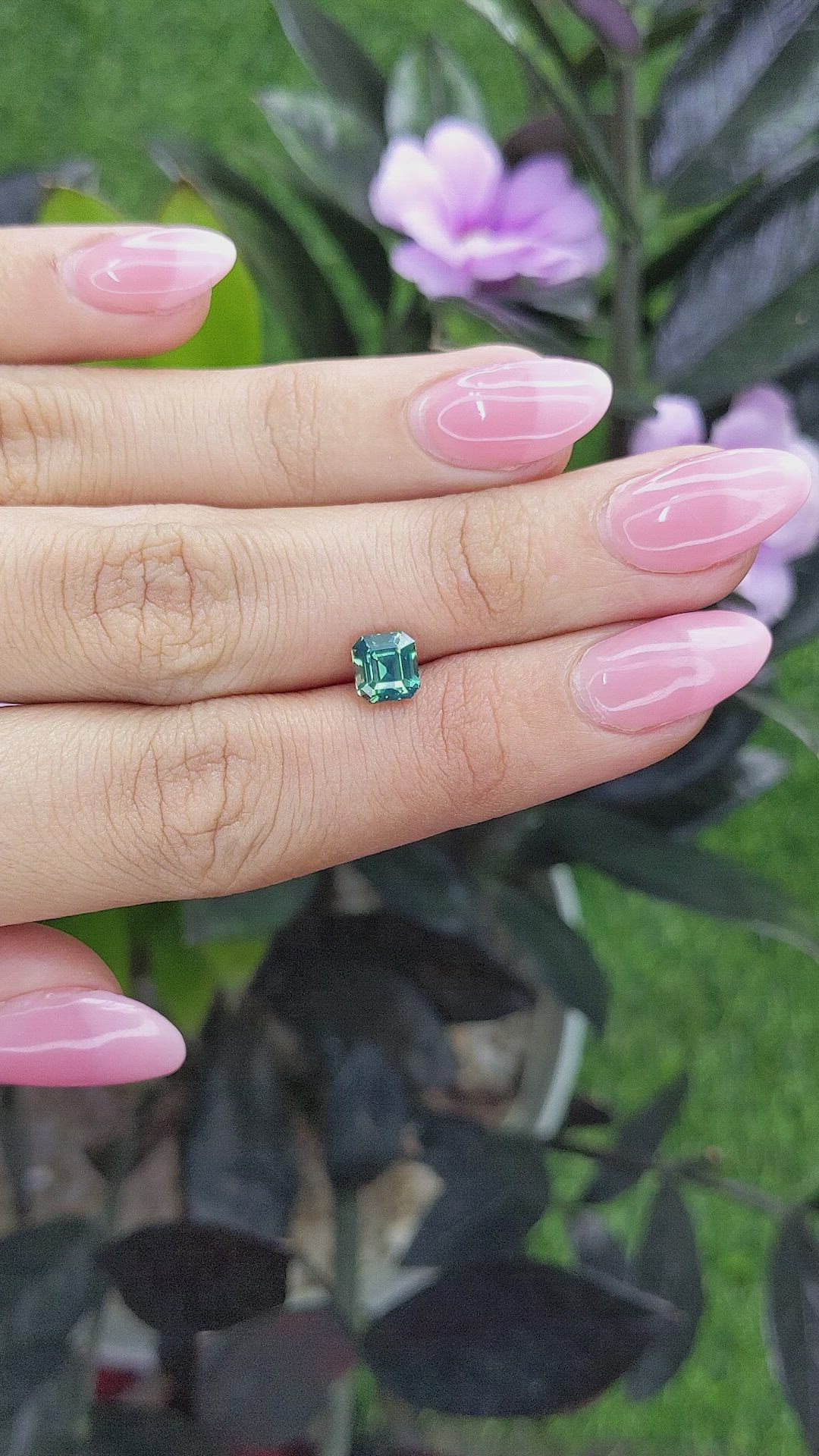 1.54 Ct. Bluish Green Sapphire from Madagascar Size Video