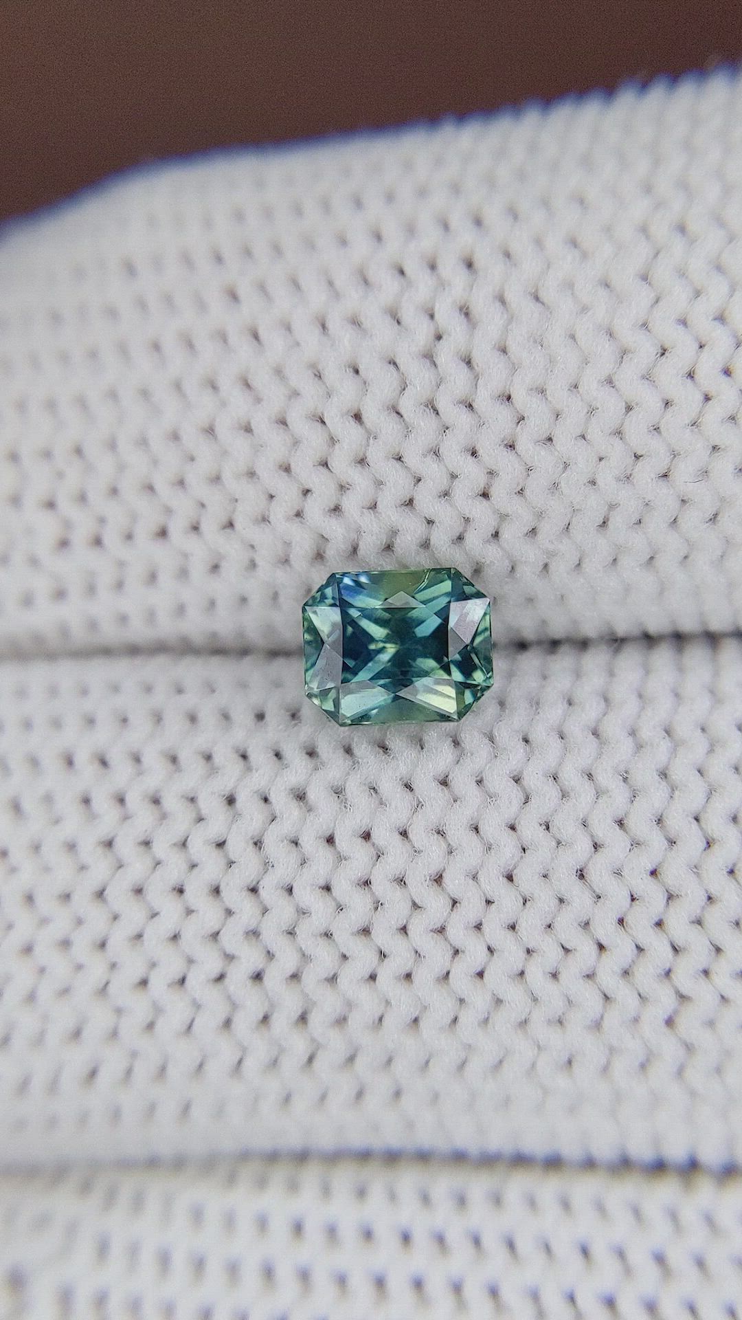 1.11 Ct. Bluish Green Sapphire from Madagascar Size Video