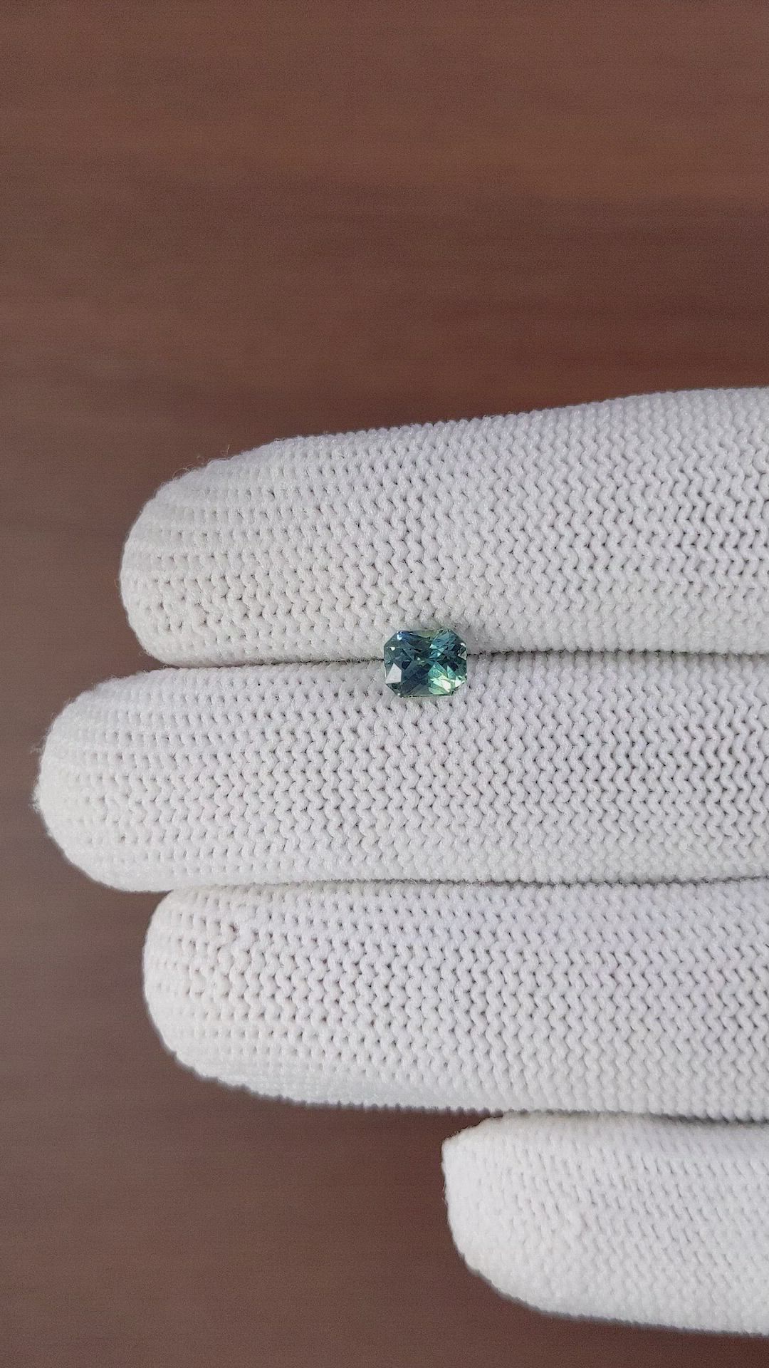 1.11 Ct. Bluish Green Sapphire from Madagascar Size Video