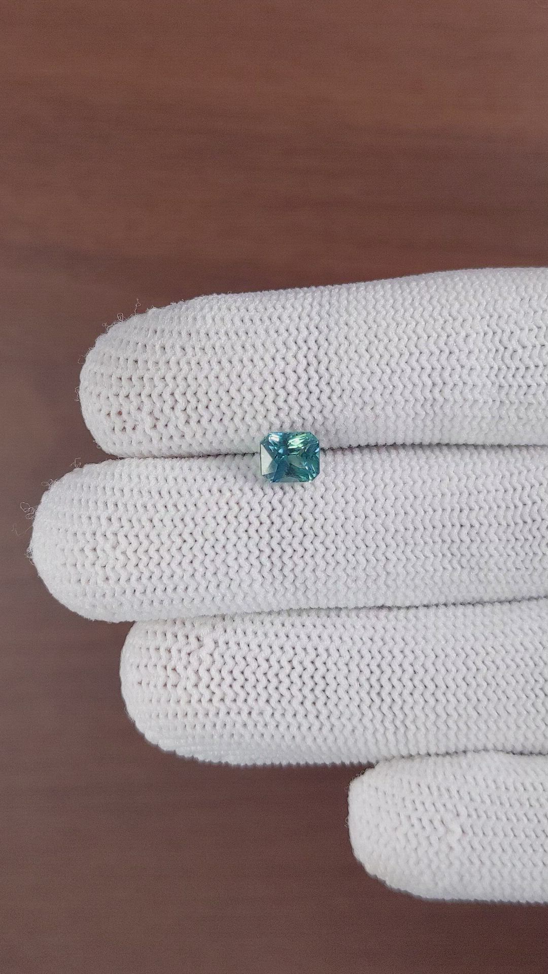 1.33 Ct. Greenish Blue Sapphire from Madagascar Size Video